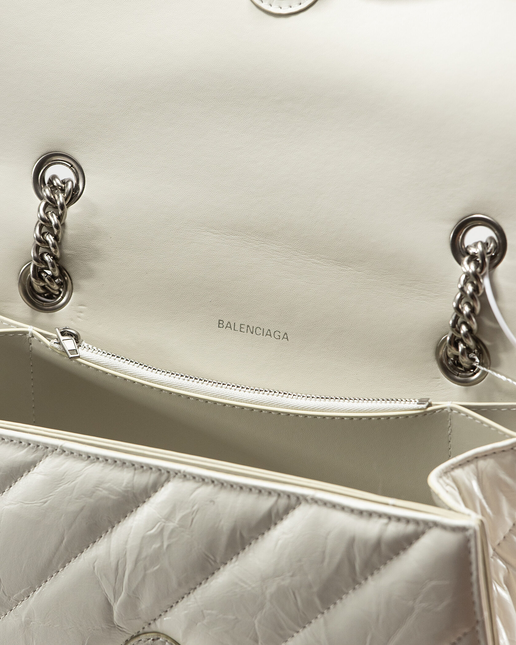 Balenciaga Crush Chain Bag Quilted in White\Silver - 12