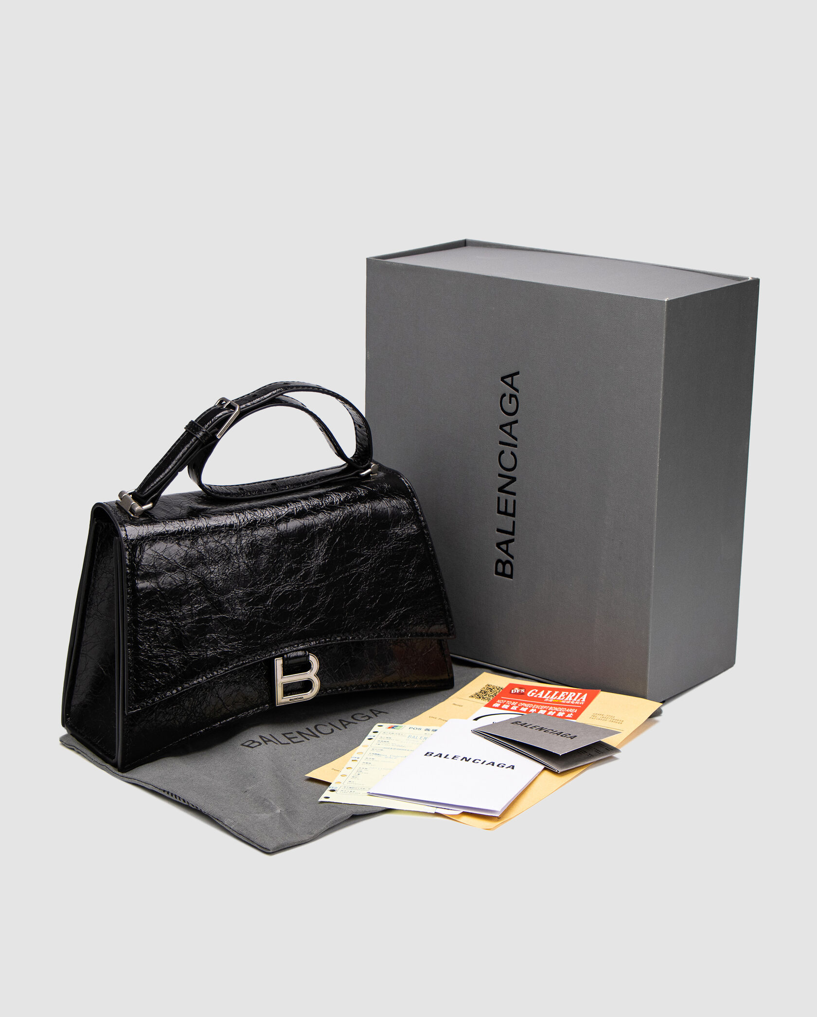 Balenciaga Crush Medium Handbag Crushed Calfskin in Black\Silve - 2