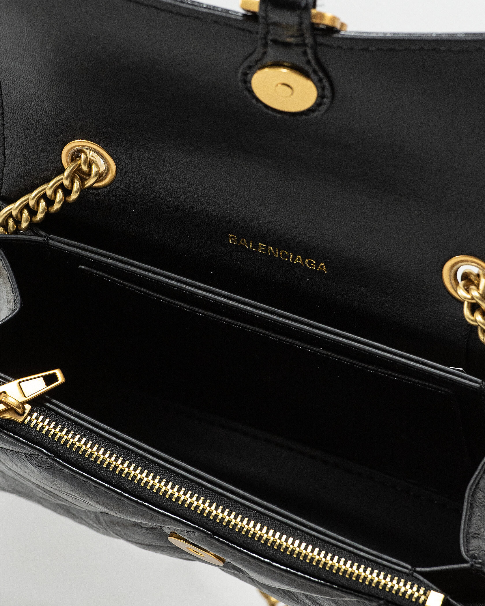 Balenciaga Crush Small Chain Bag Quilted in Black\Gold - 13