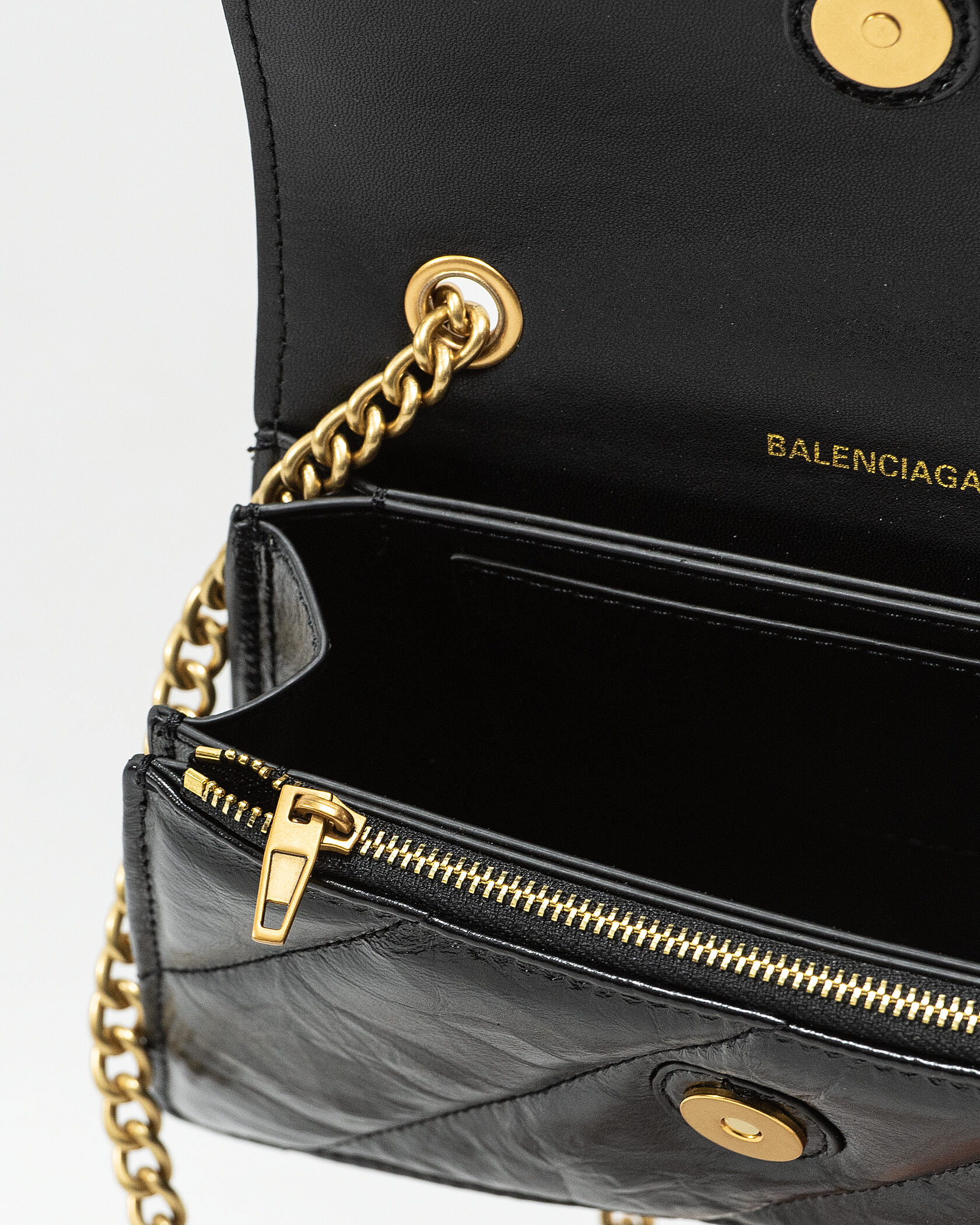 Balenciaga Crush Small Chain Bag Quilted in Black\Gold - 14