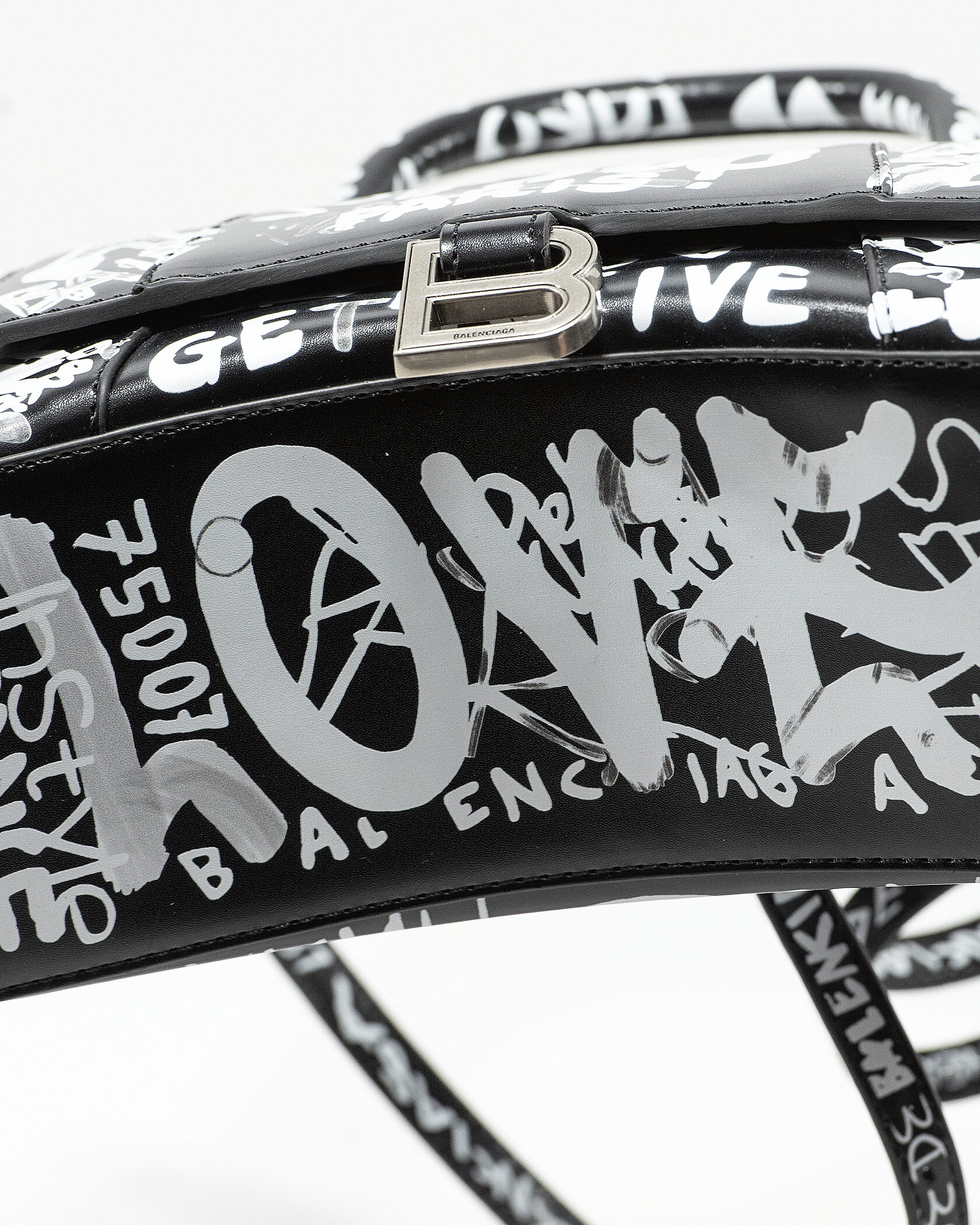 Balenciaga Hourglass Small Handbag Graffiti in Black - 11