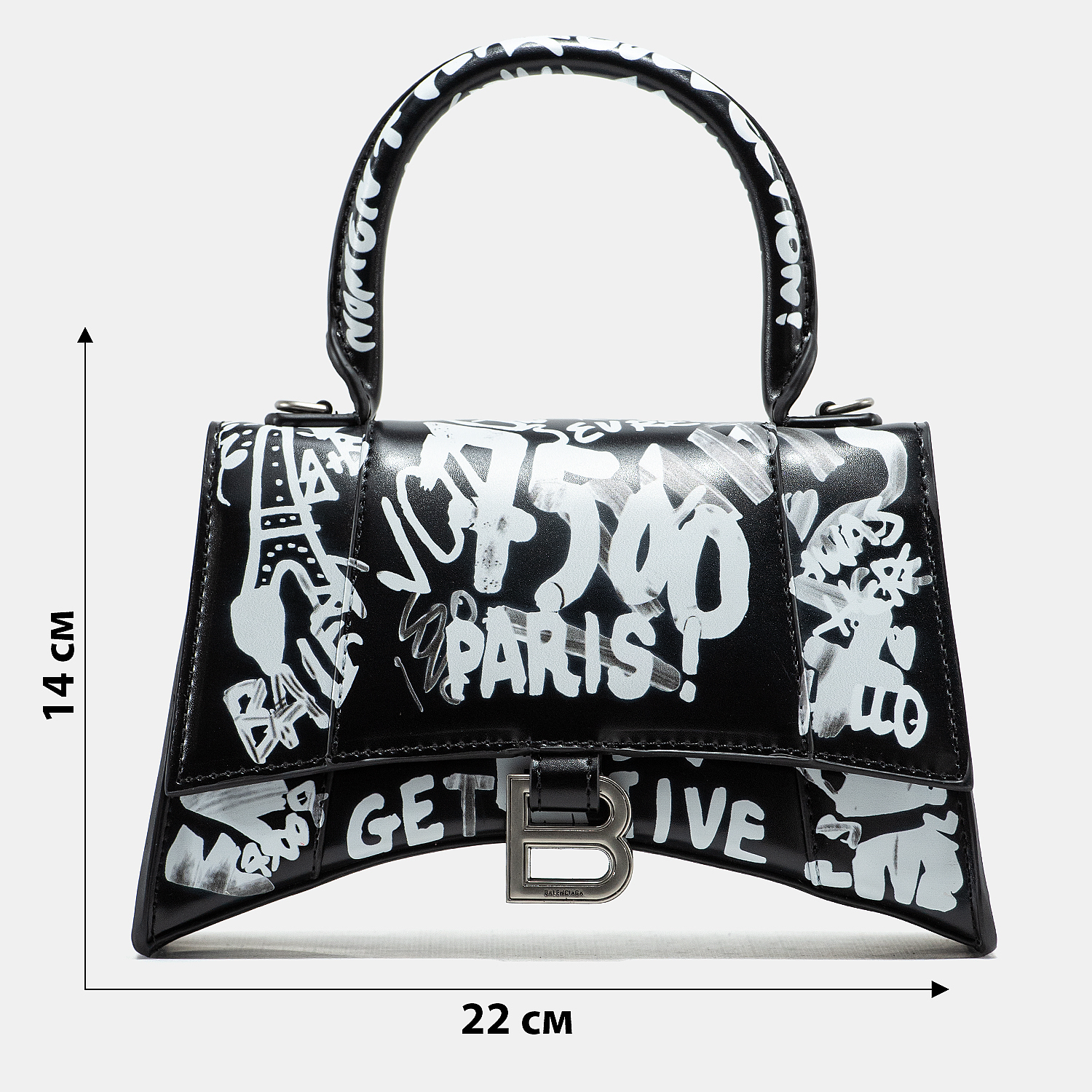 Balenciaga Hourglass Small Handbag Graffiti in Black - 3