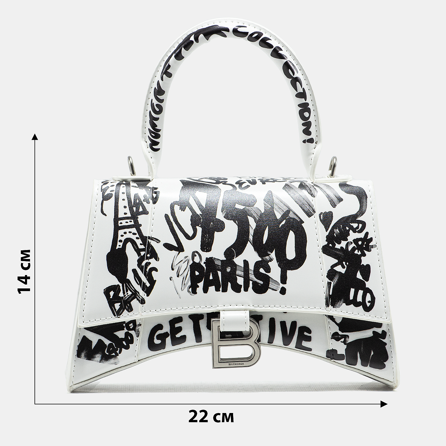 Balenciaga Hourglass Small Handbag Graffiti in White - 3