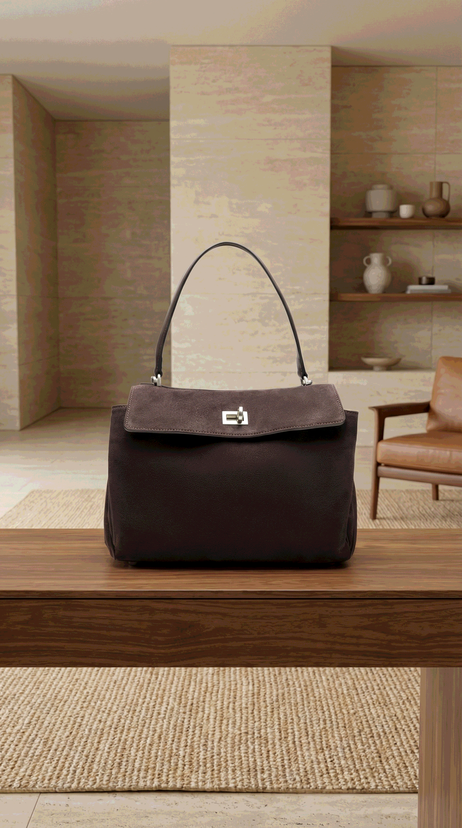 Balenciaga Rodeo Brown Suede/Silver Hardware - 9