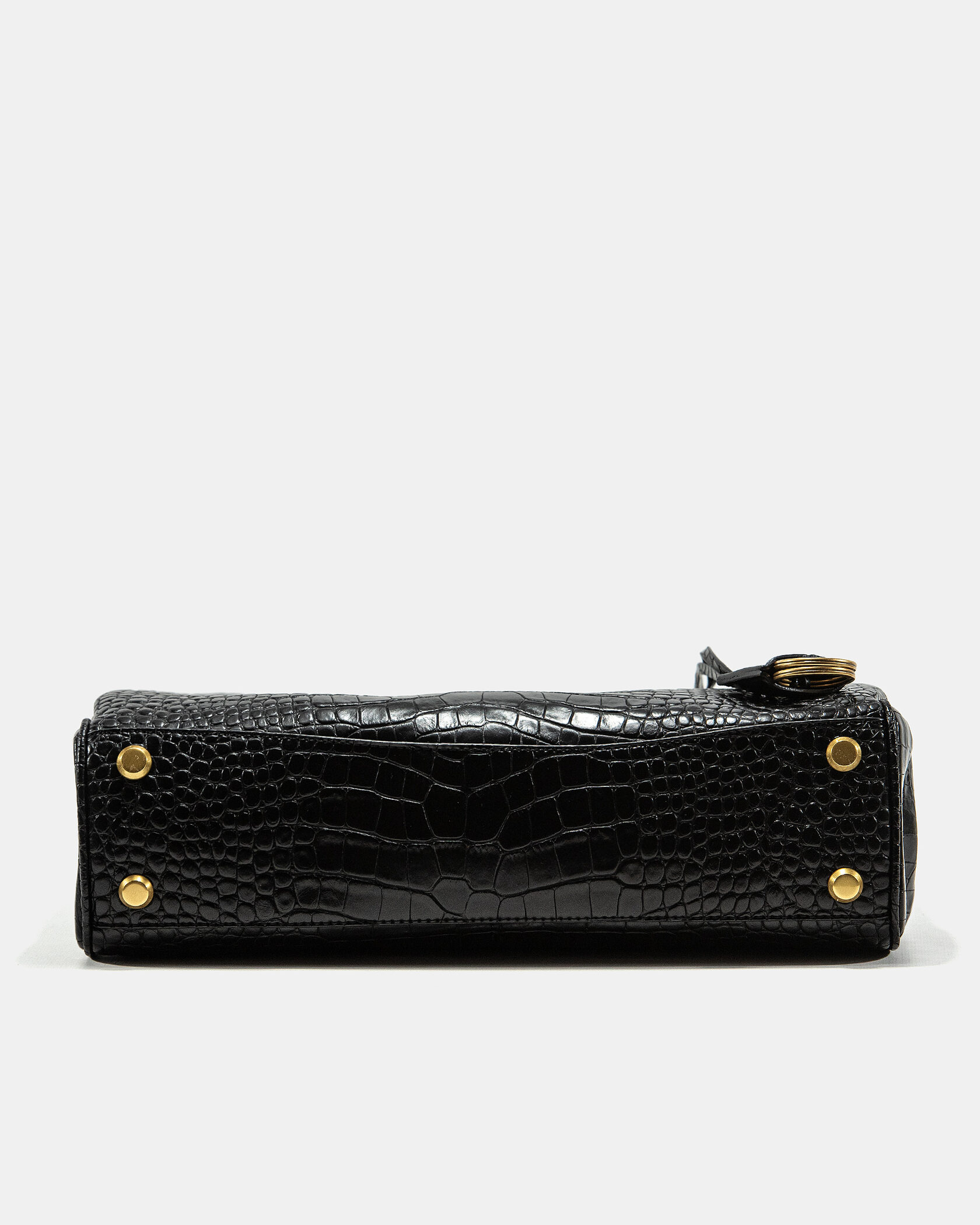 Balenciaga Rodeo Large Crocodile Embossed Black/Gold - 9
