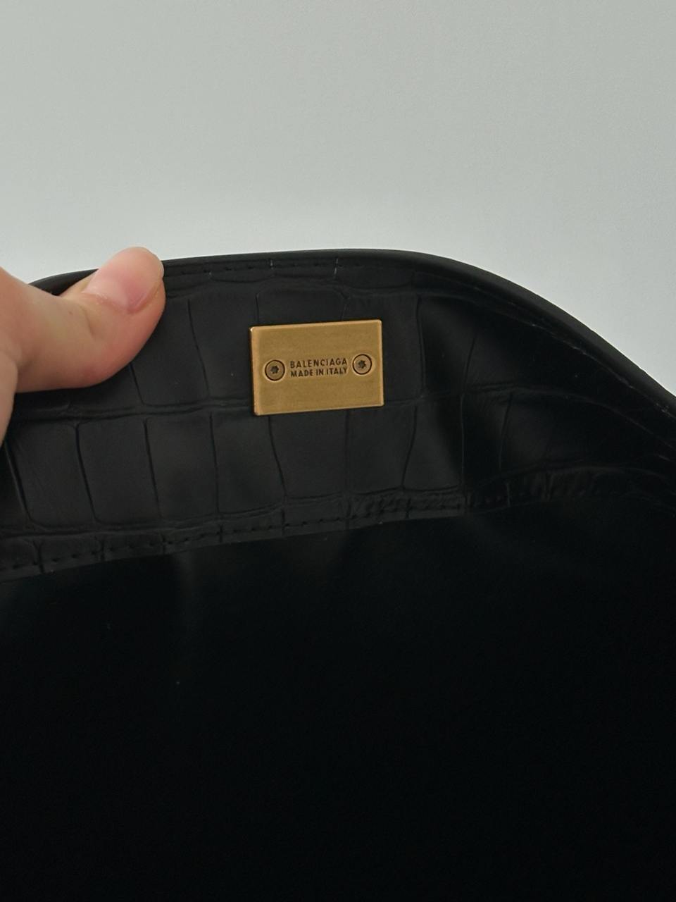 Balenciaga Rodeo Large Crocodile Embossed Black/Gold - 15