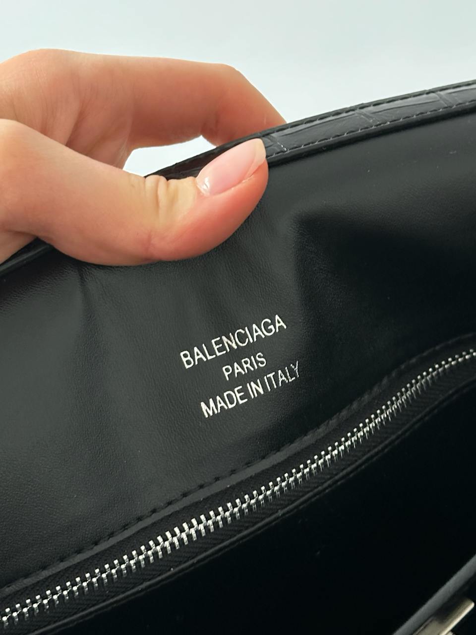 Balenciaga Rodeo Large Crocodile Embossed Black/Silver - 14