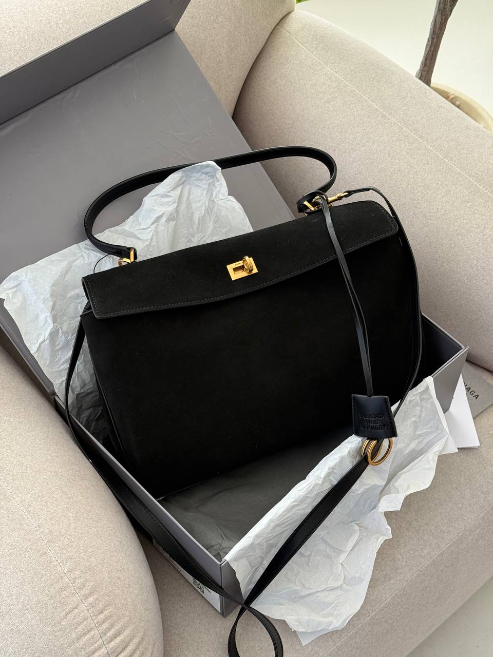 Balenciaga Rodeo Large Suede Black/Gold Hardware - 2