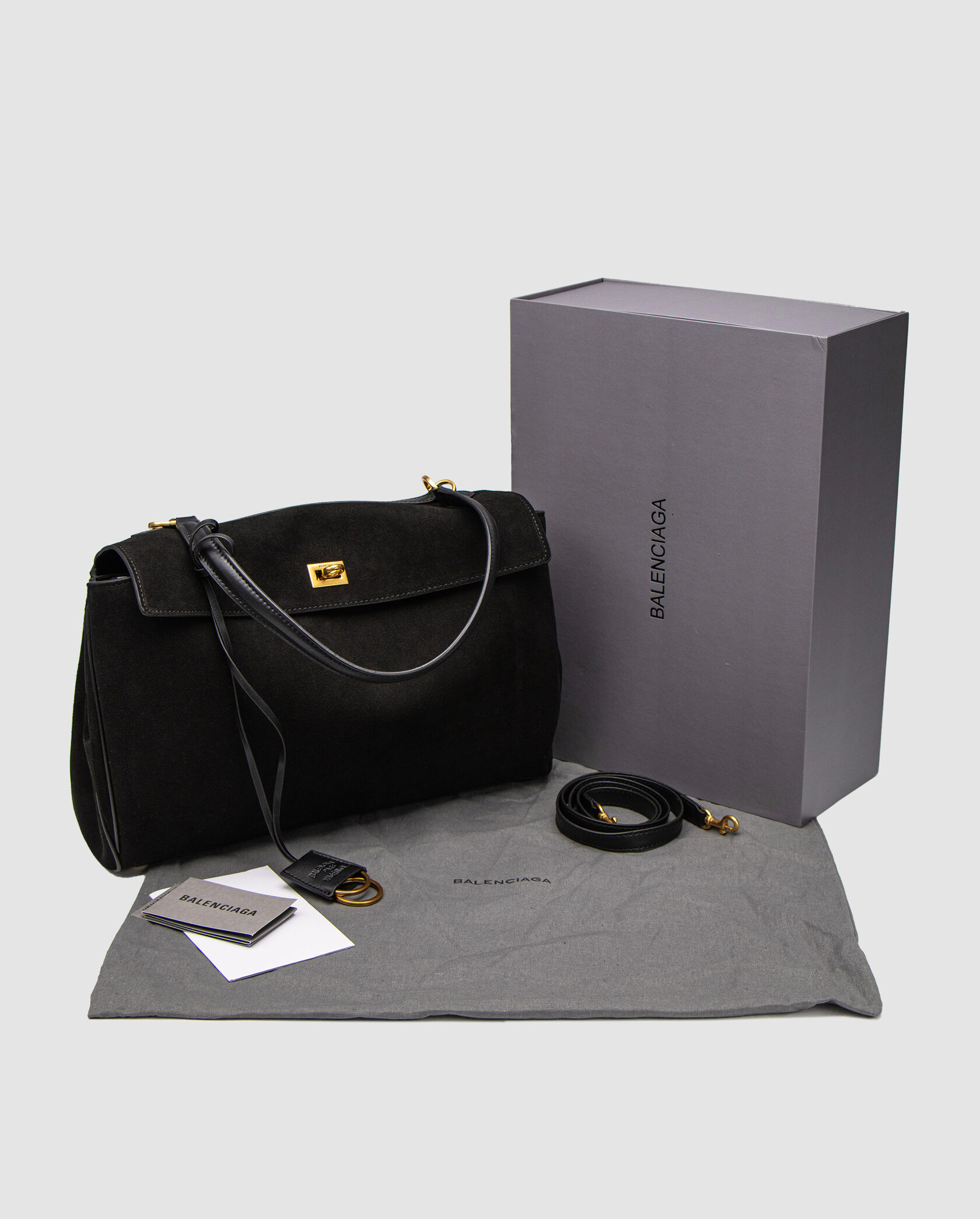 Balenciaga Rodeo Large Suede Black/Gold Hardware - 2