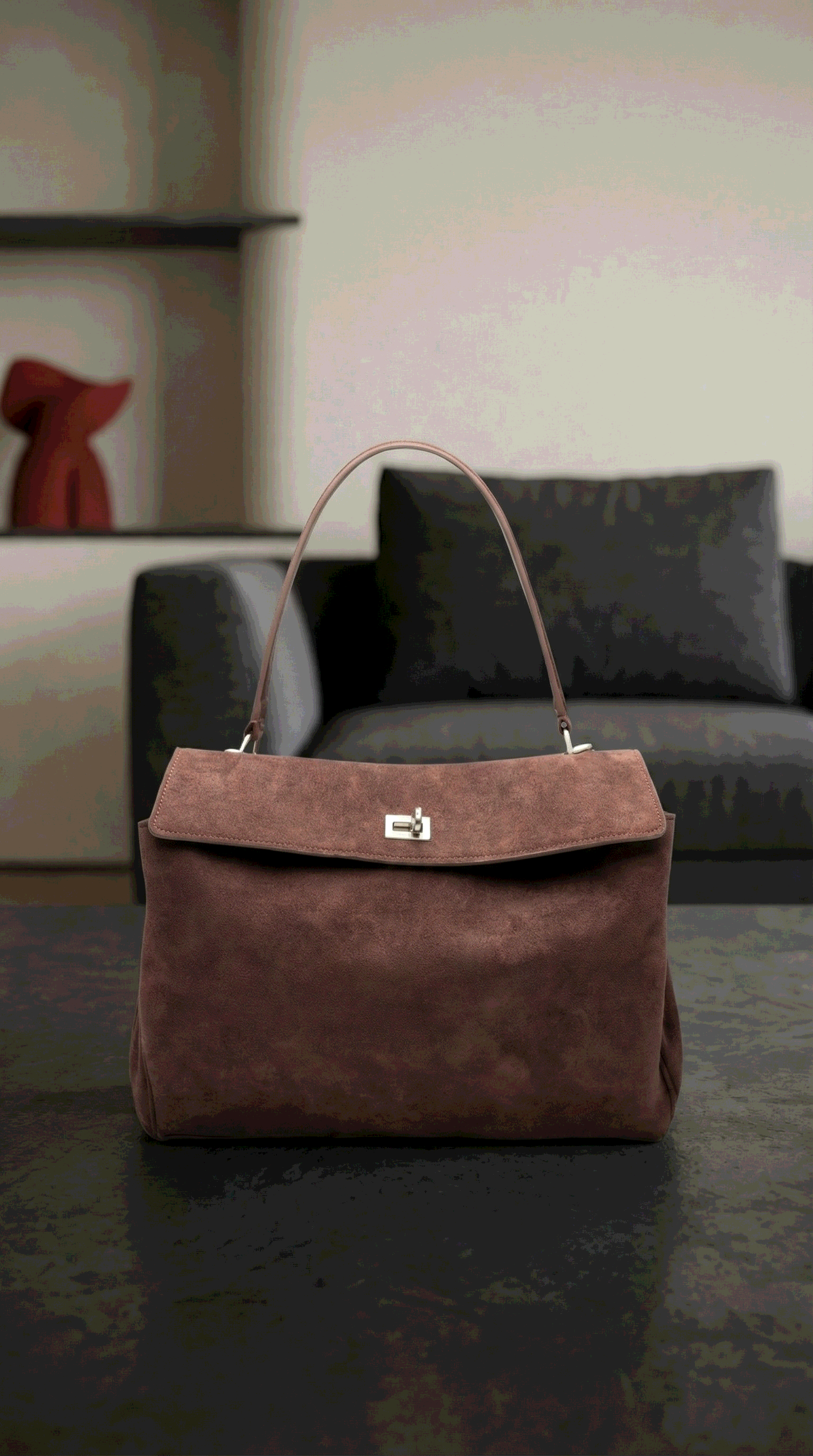 Balenciaga Rodeo Large Suede Brown/Silver Hardware - 9