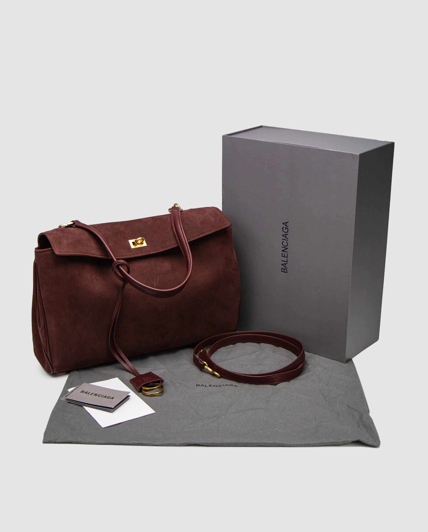 Balenciaga Rodeo Large Suede Burgundy/Gold Hardware - 2