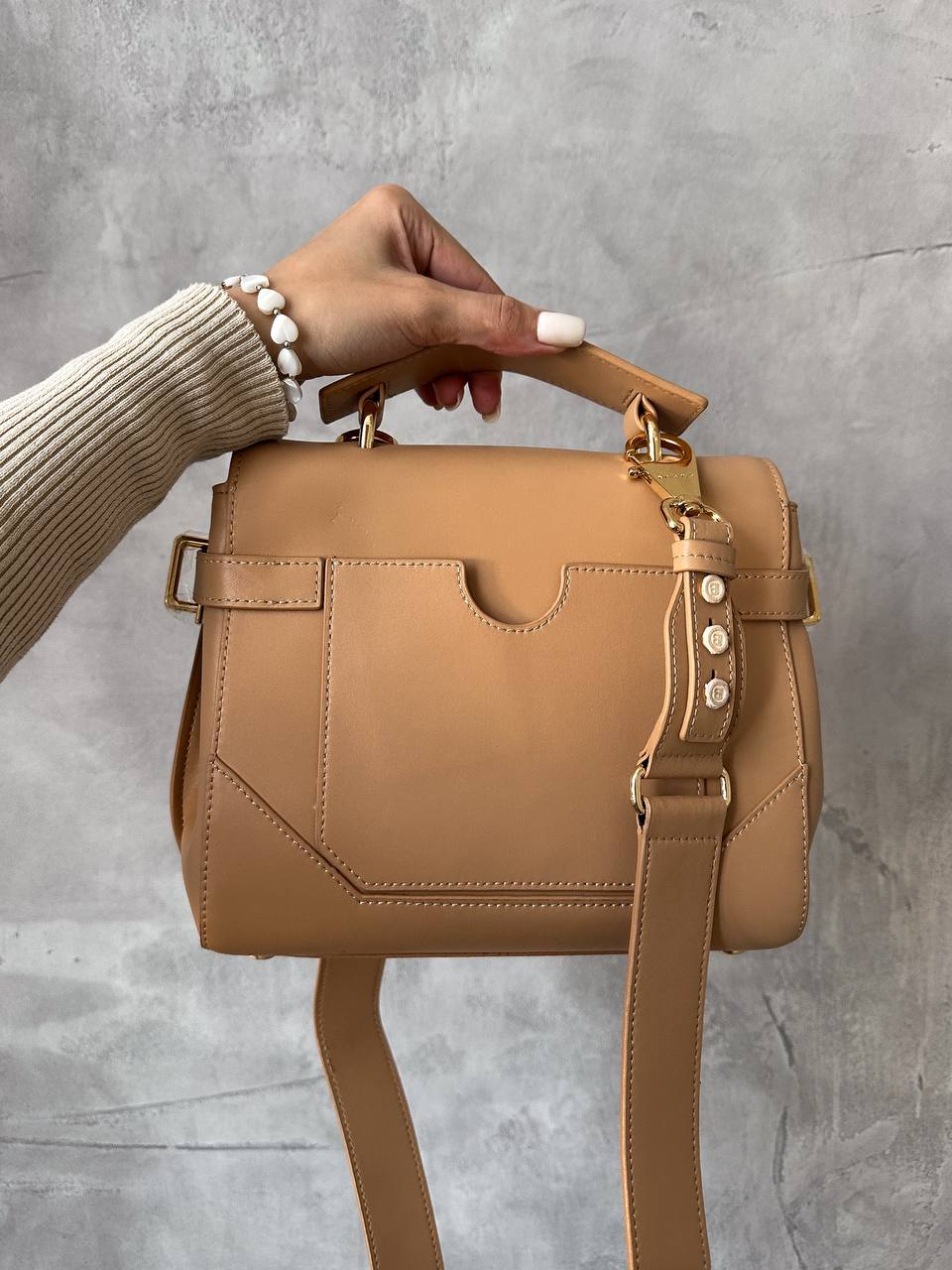 Balmain B-Buzz 23 Bag in Nude Box Leather - 4