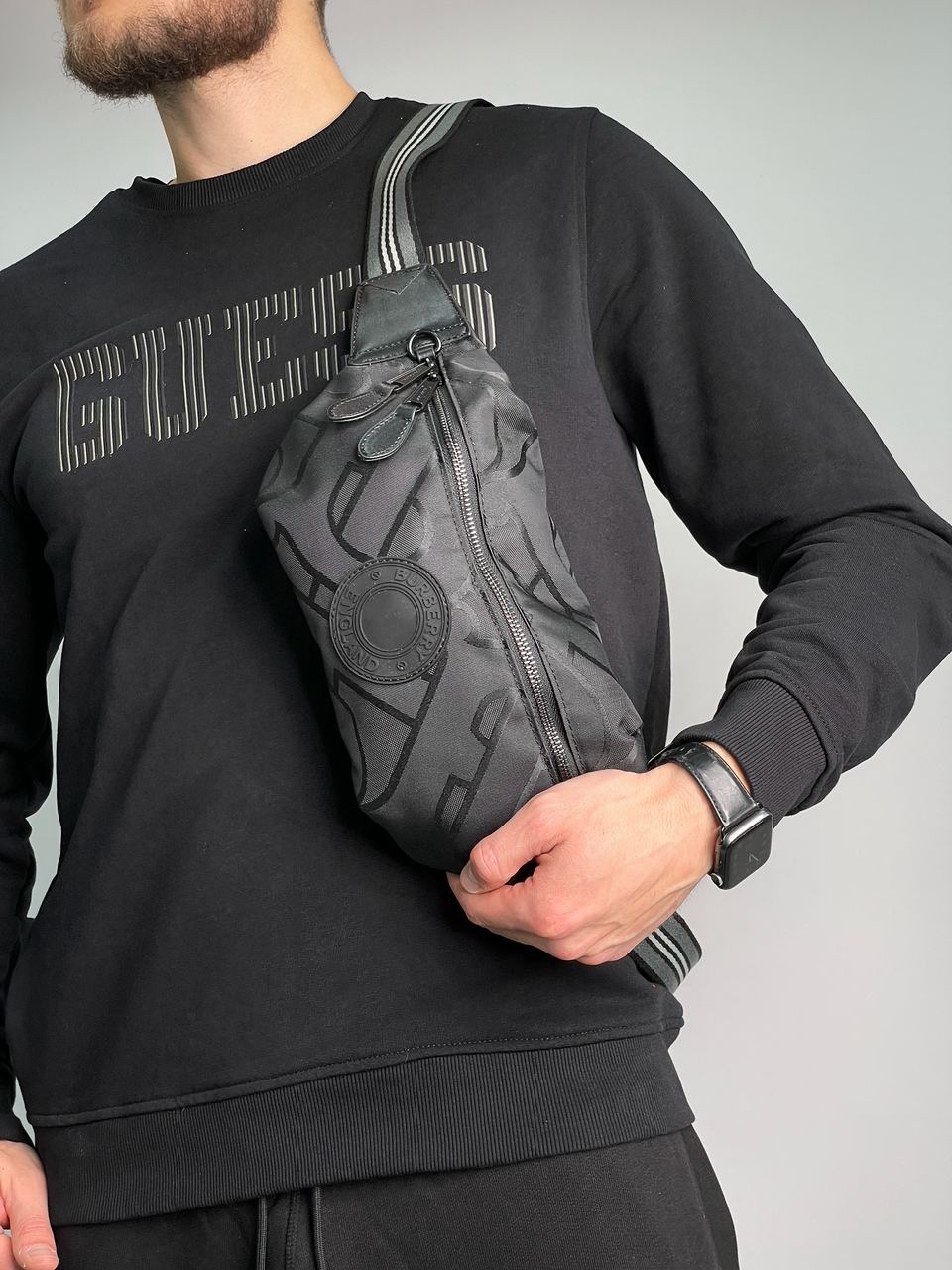 Burberry Black Quilted Fabric Medium Sonny Belt Bag - 6