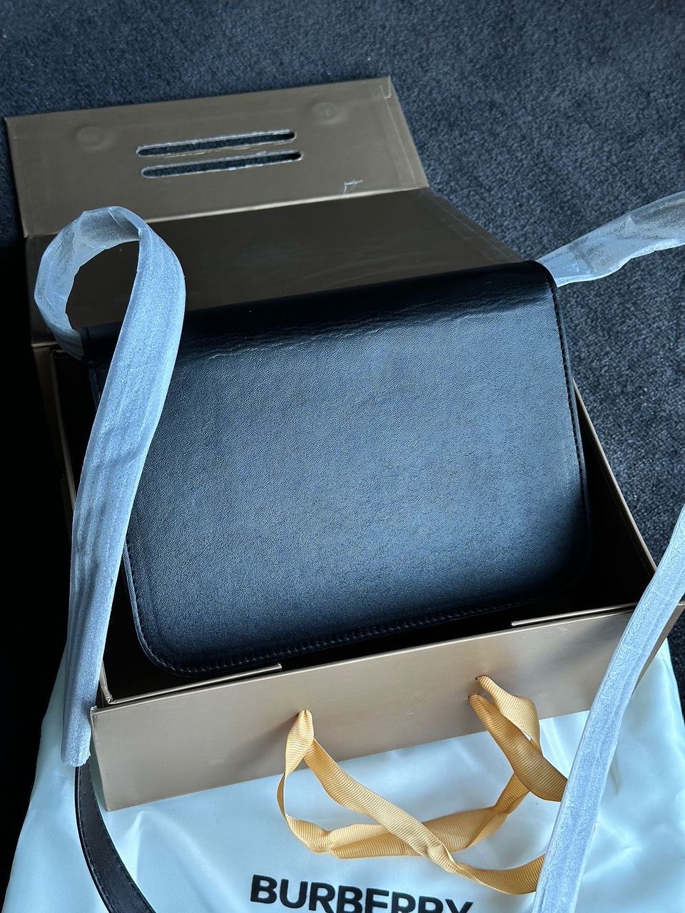 BURBERRY Calfskin Mini TB Bag Black - 11