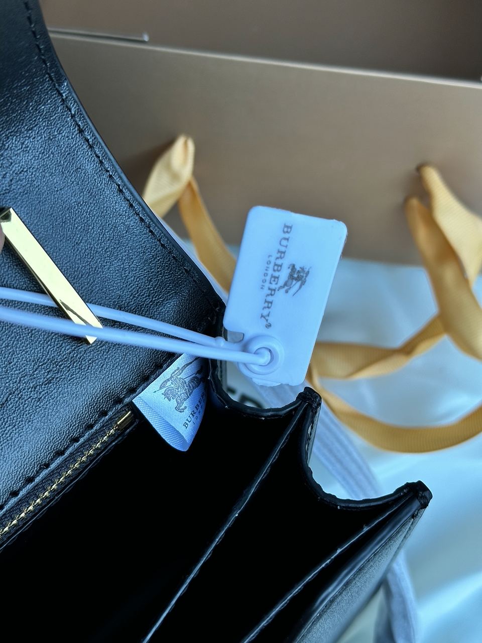 BURBERRY Calfskin Mini TB Bag Black - 18