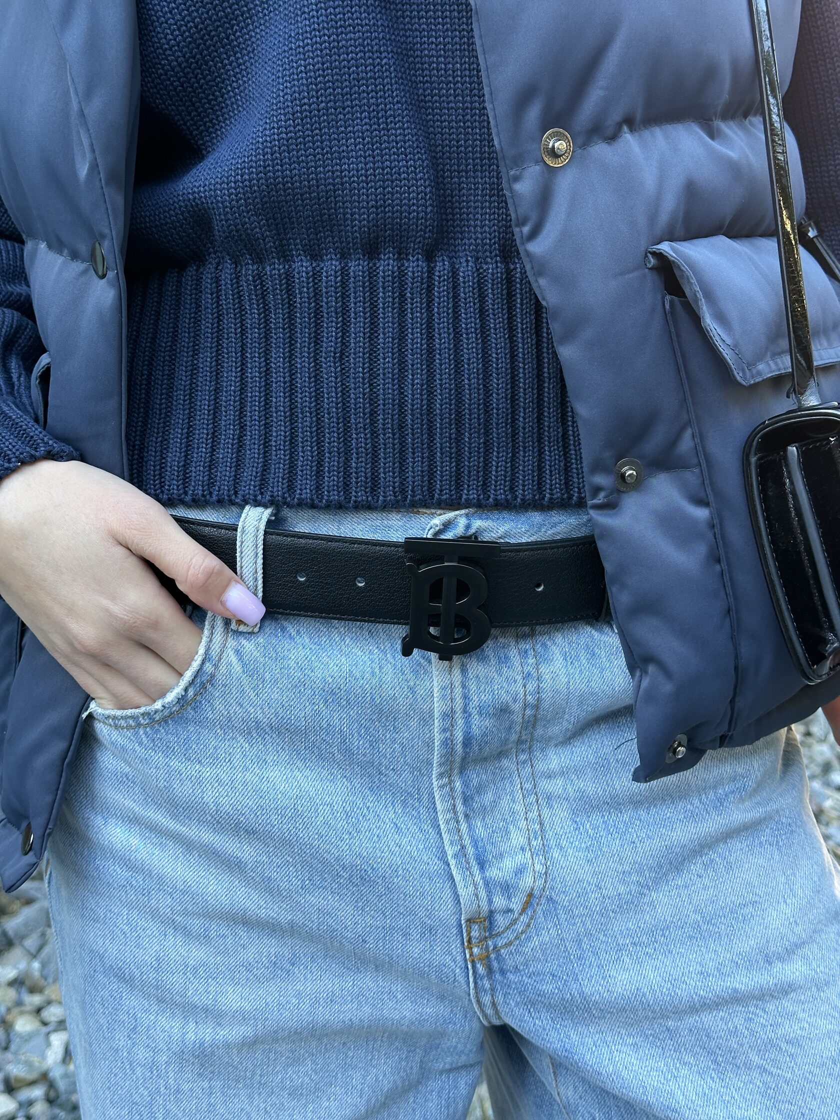 Burberry Leather TB Belt Black/Black - 5