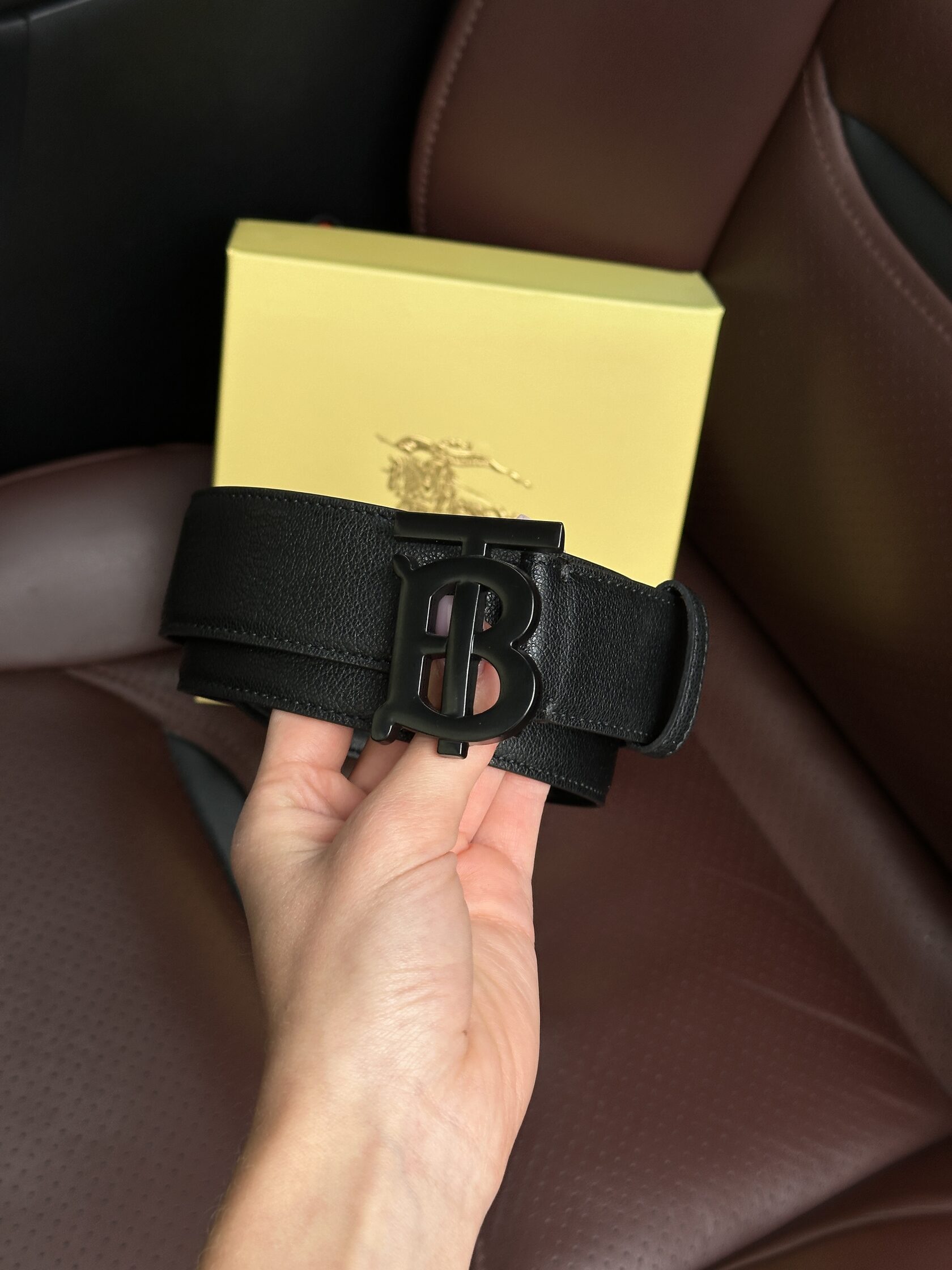 Burberry Leather TB Belt Black/Black - 7