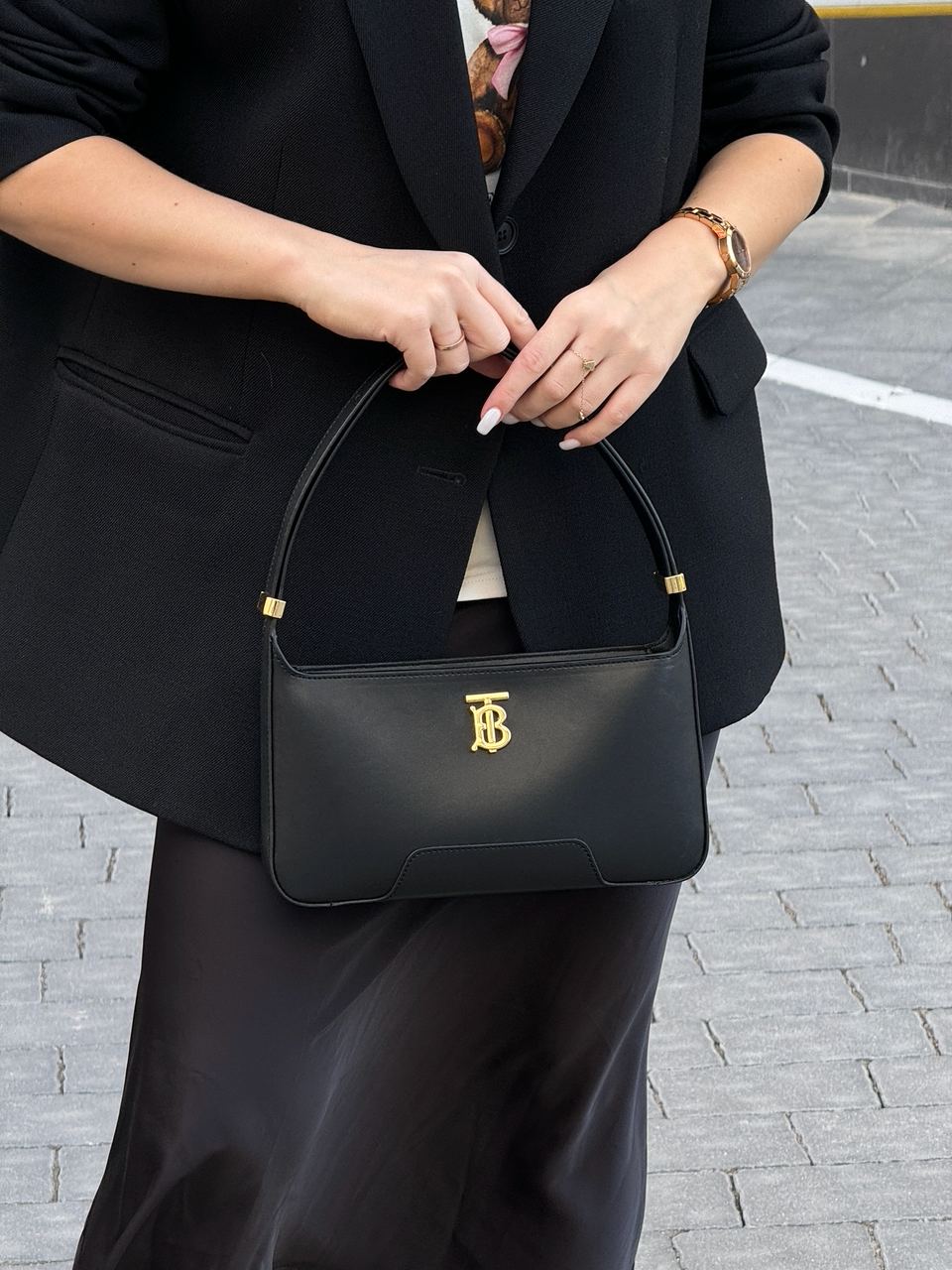 Burberry Leather TB Shoulder Bag "Black" - 5