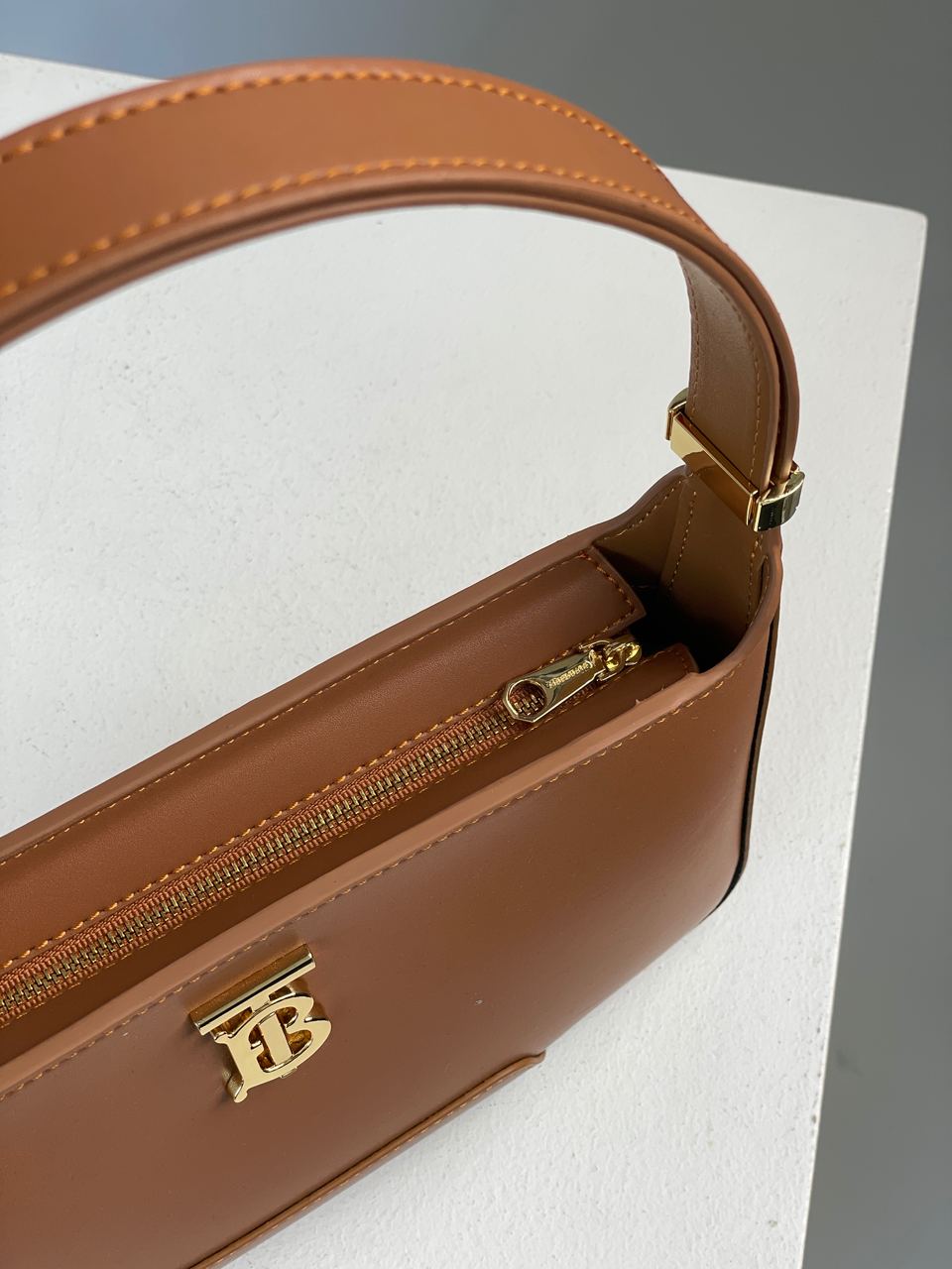 Burberry Leather TB Shoulder Bag "Brown" - 19