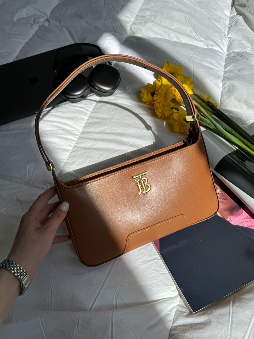 Burberry Leather TB Shoulder Bag "Brown" - 8