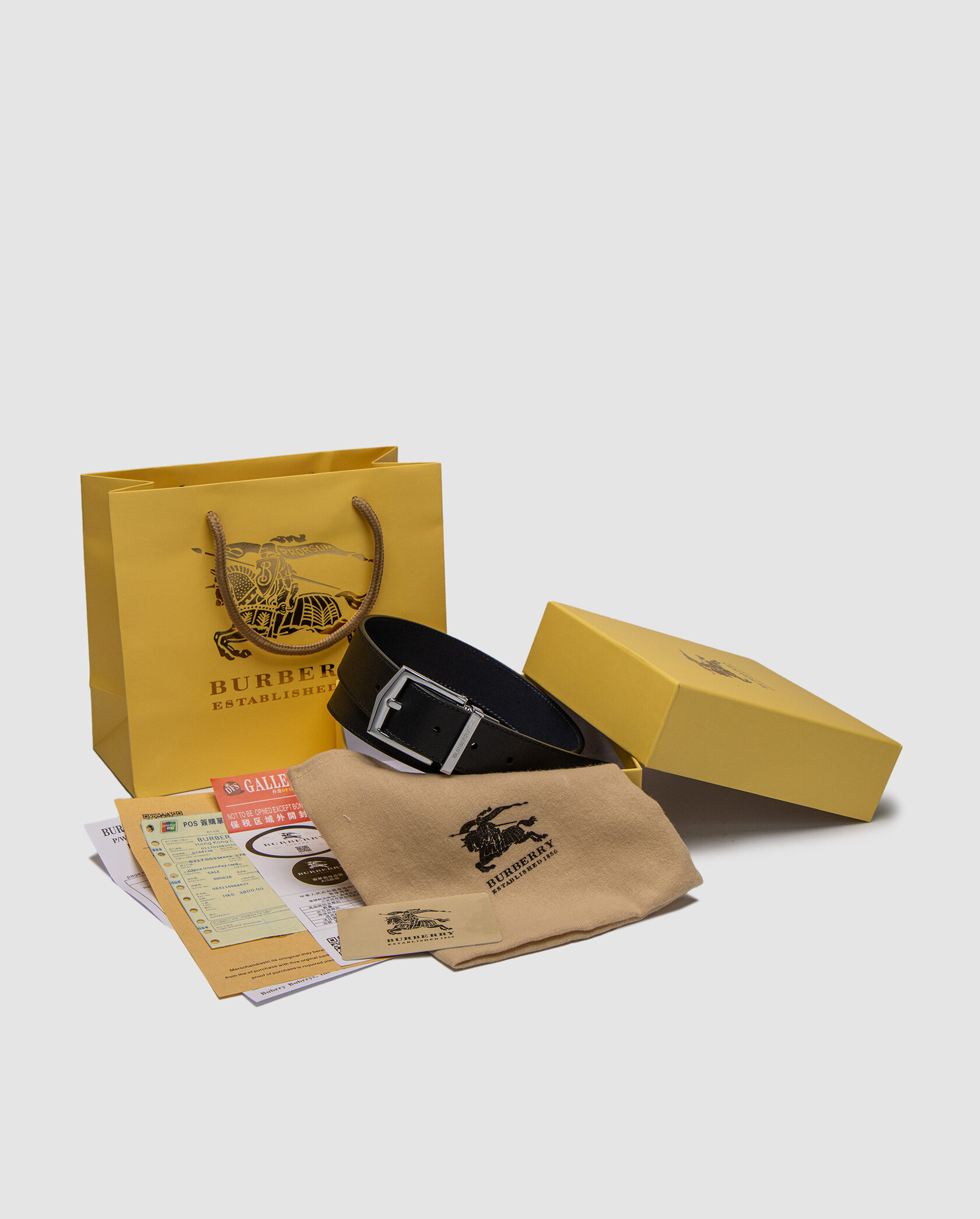 Burberry Reversible Grainy Leather Belt Silver - 2