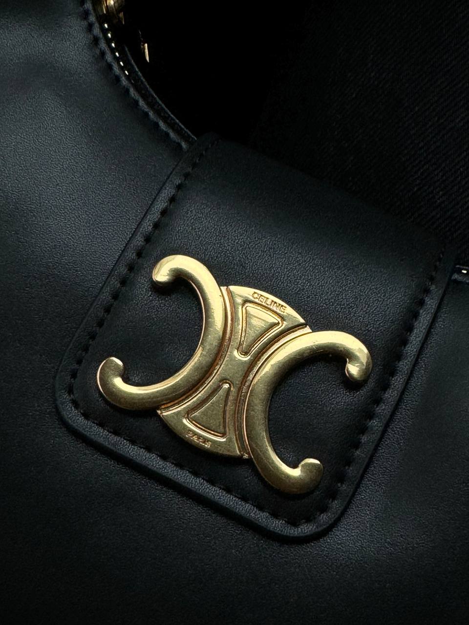 Celine Ava Triomphe Soft Bag in Smooth Calfskin Black - 3