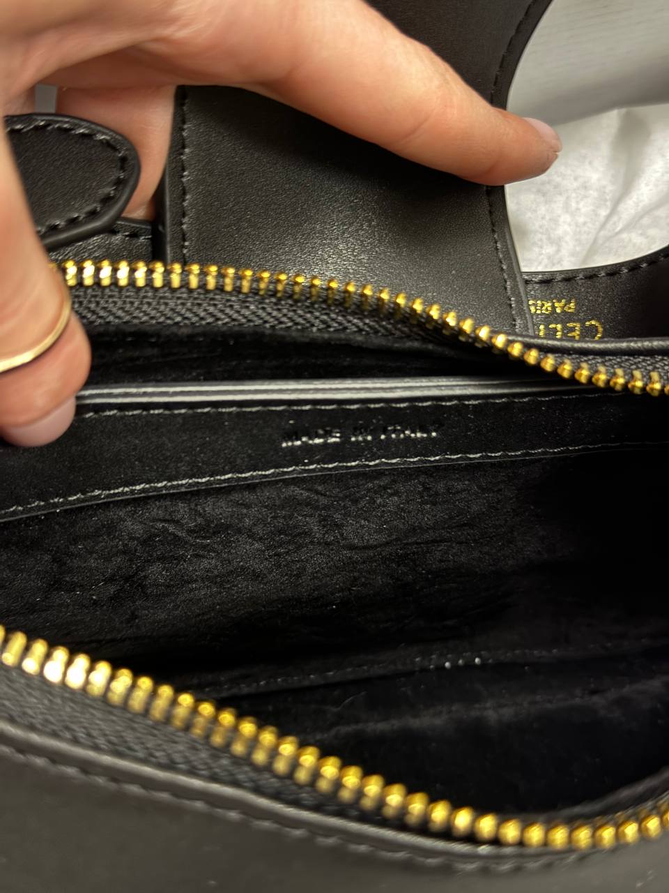 Celine Ava Triomphe Soft Bag in Smooth Calfskin Black - 5