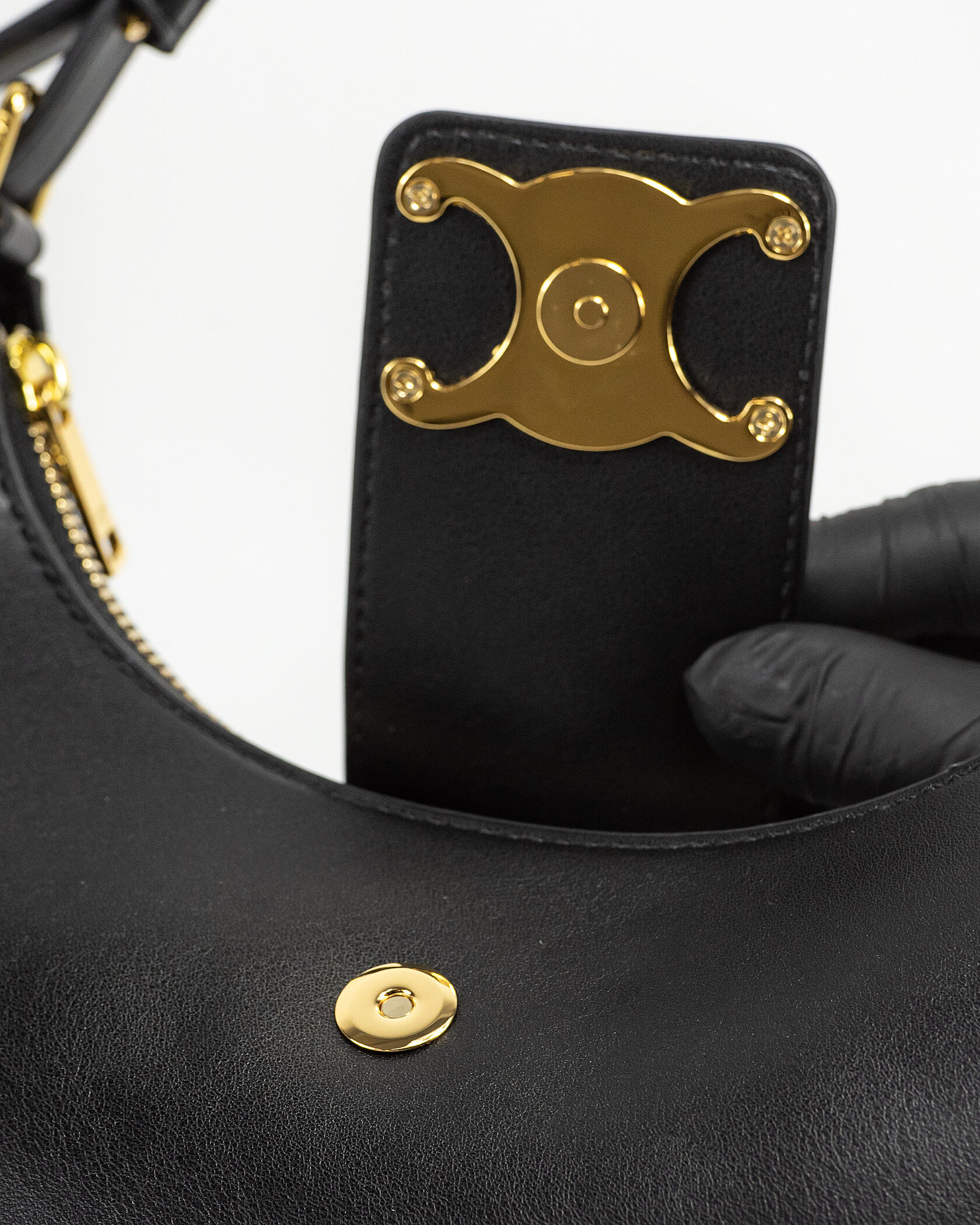 Celine Ava Triomphe Soft Bag in Smooth Calfskin Black - 16