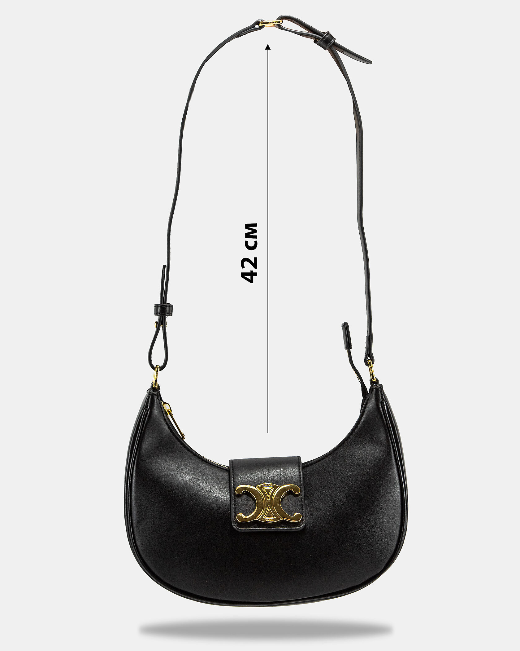 Celine Ava Triomphe Soft Bag in Smooth Calfskin Black - 5