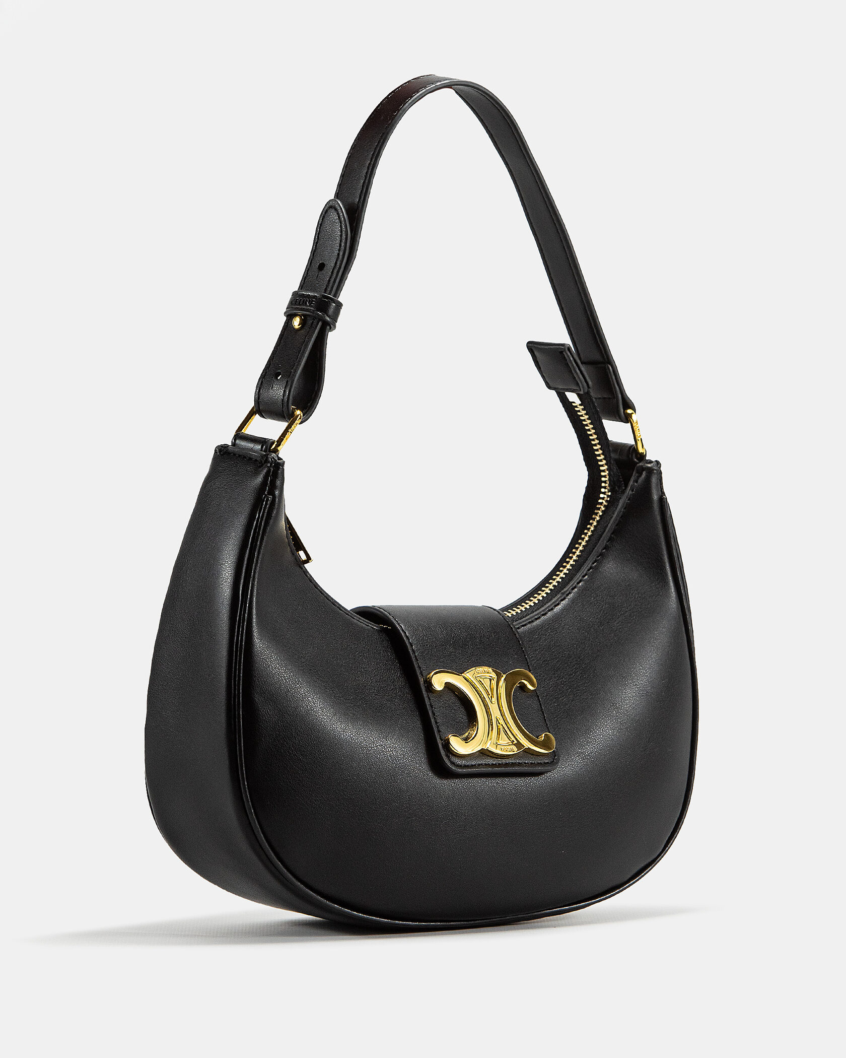 Celine Ava Triomphe Soft Bag in Smooth Calfskin Black - 6