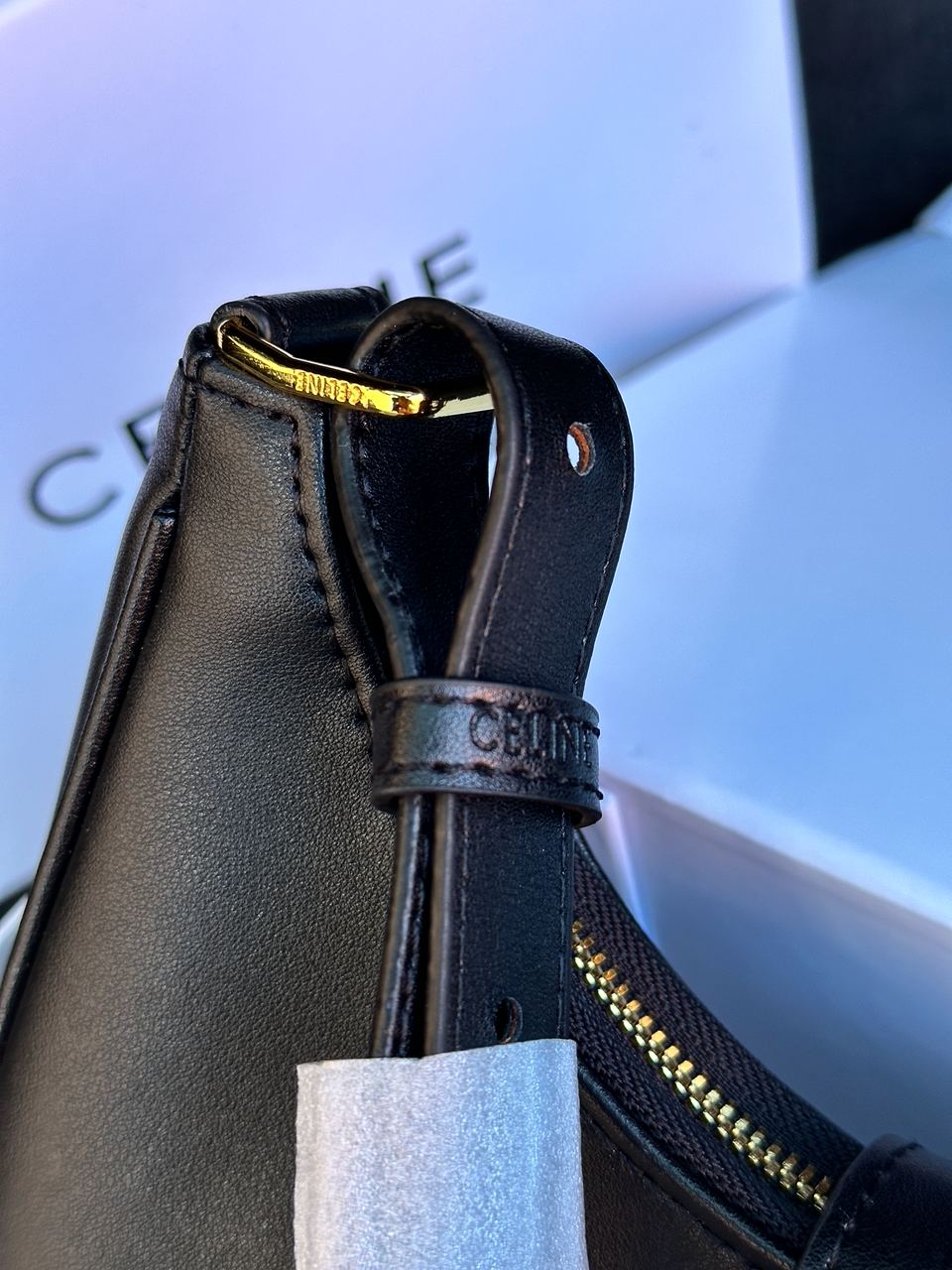 Celine Ava Triomphe Soft Bag in Smooth Calfskin Black - 15