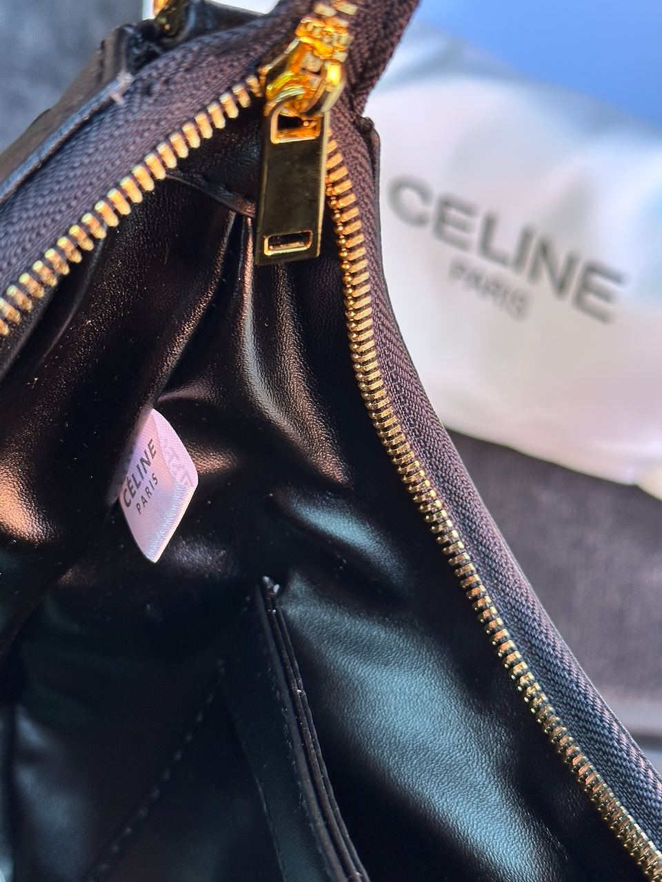 Celine Ava Triomphe Soft Bag in Smooth Calfskin Black - 23