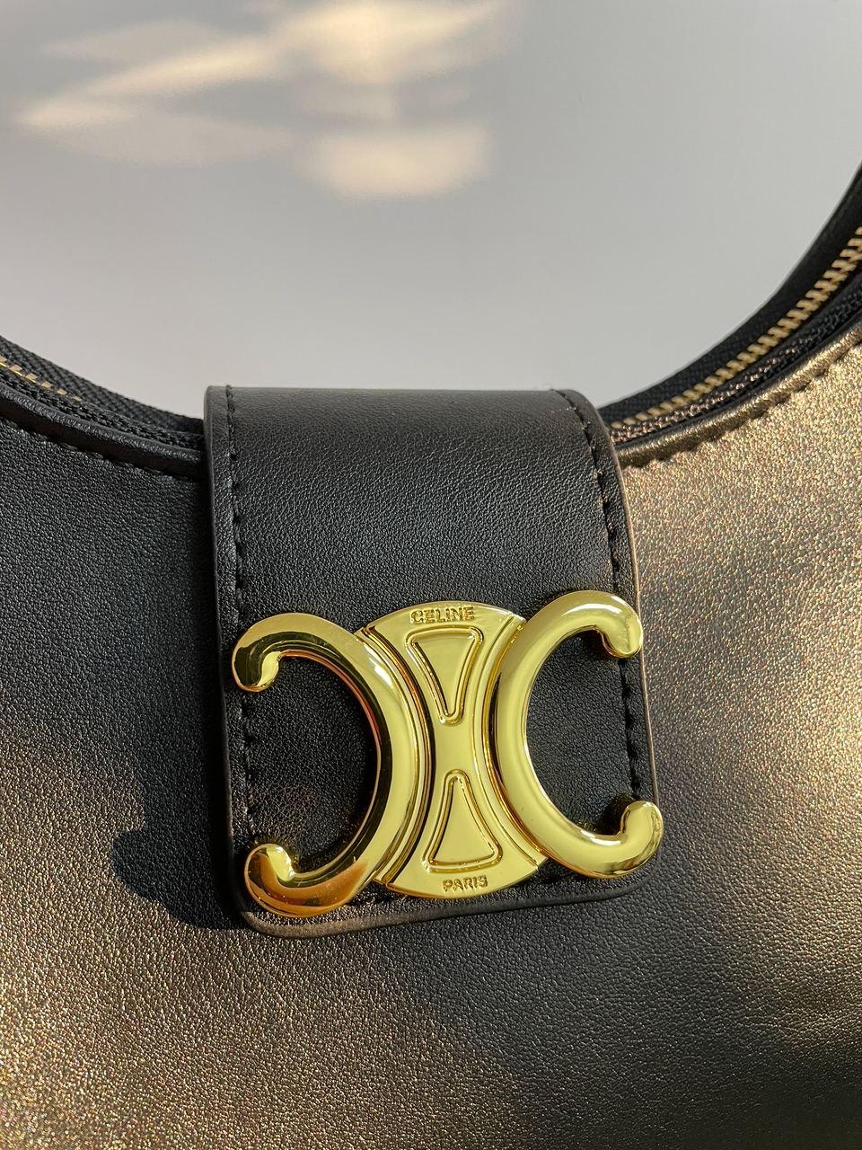 Celine Ava Triomphe Soft Bag in Smooth Calfskin Black - 9