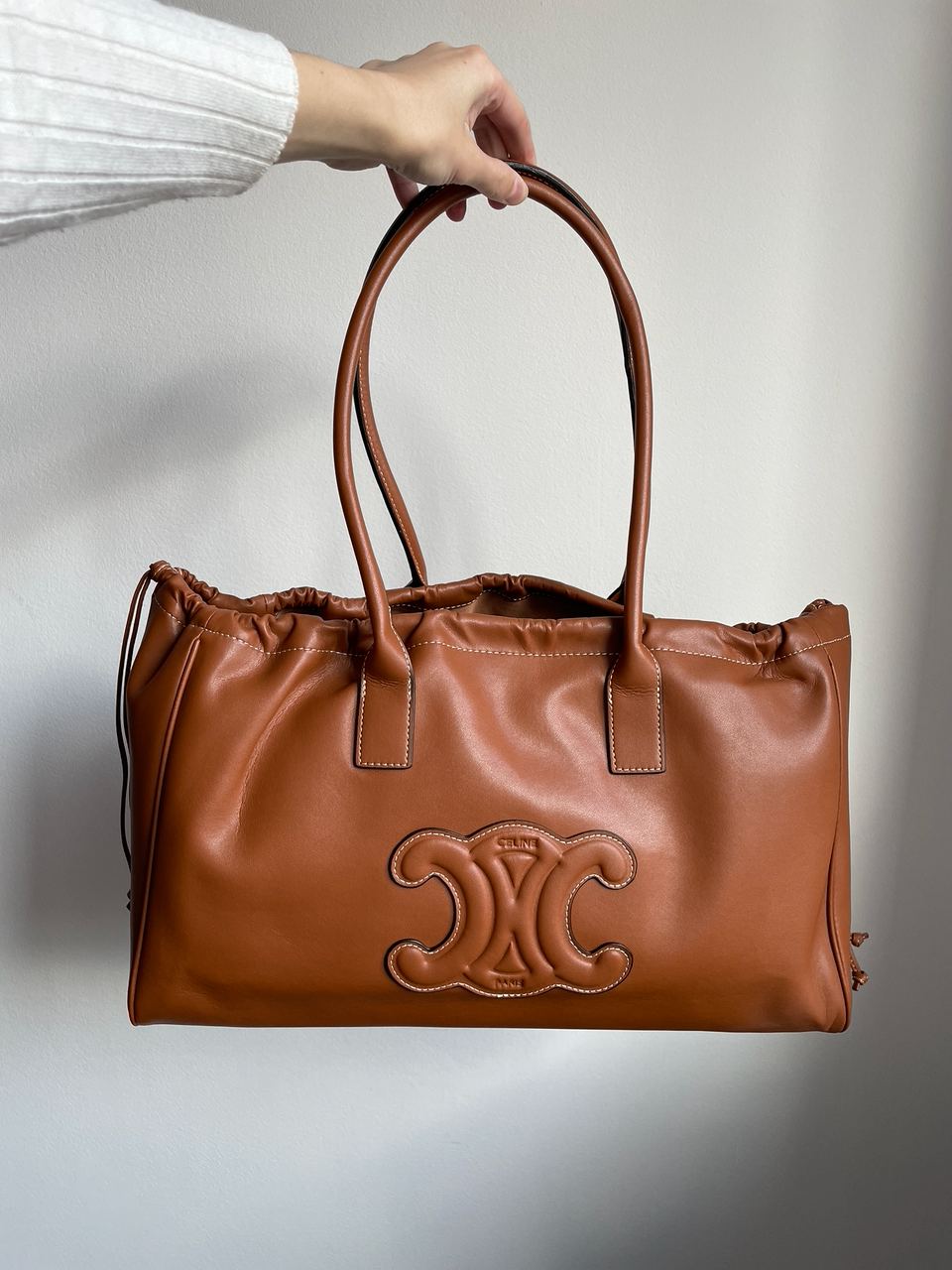 Celine Cabas Drawstring Cuir Triomphe In Smooth Calfskin Tan - 9