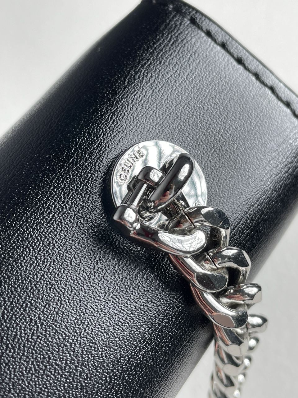 Celine Chain Shoulder Bag Claude In Shiny Calfskin Black/Silver - 12