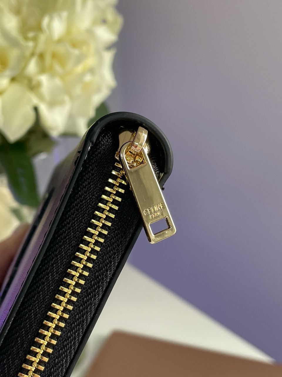 Celine Large Zipped Wallet Cuir Triomphe in Smooth Calfskin Black - 11