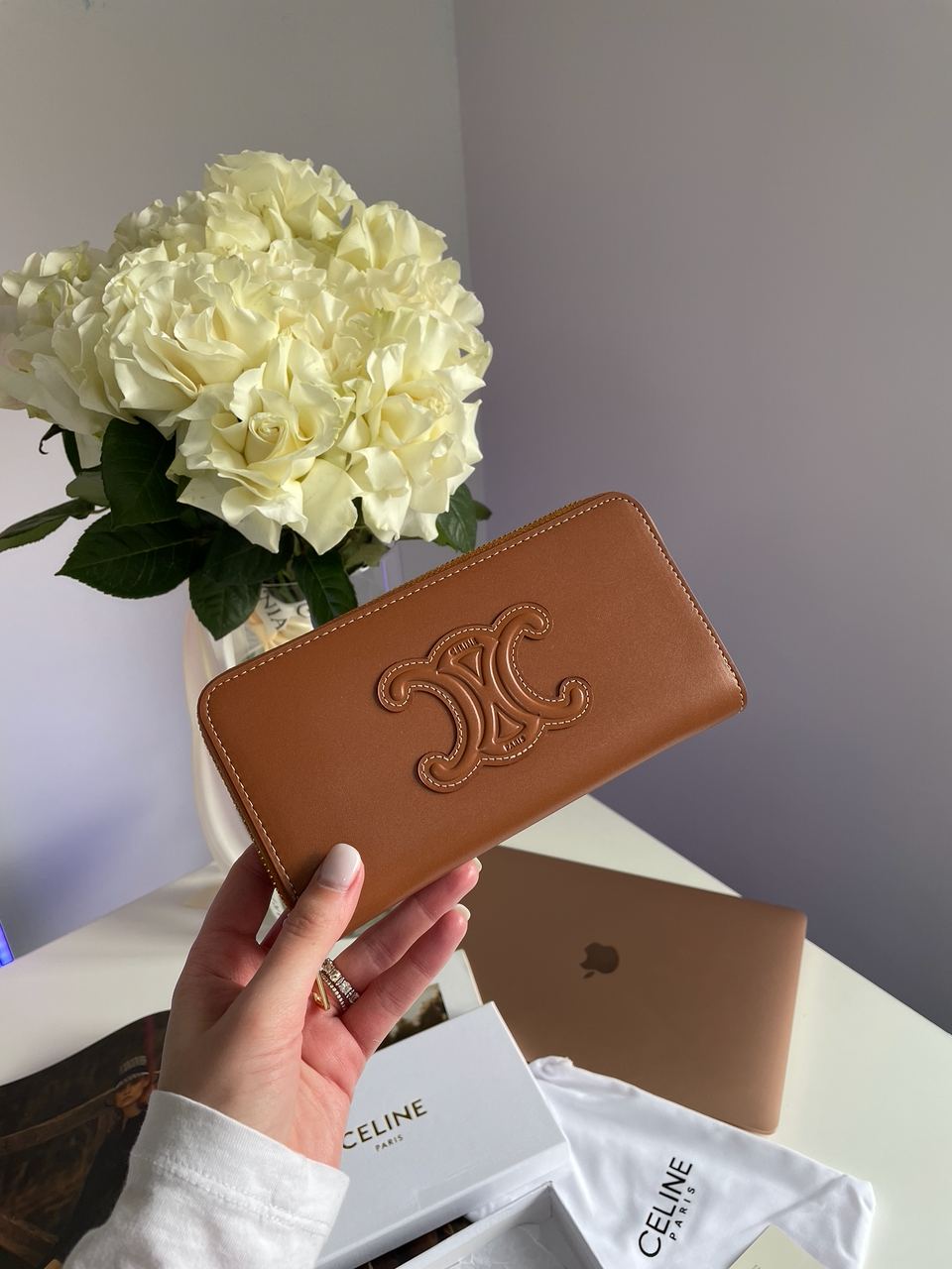 Celine Large Zipped Wallet Cuir Triomphe in Smooth Calfskin Brown - 3