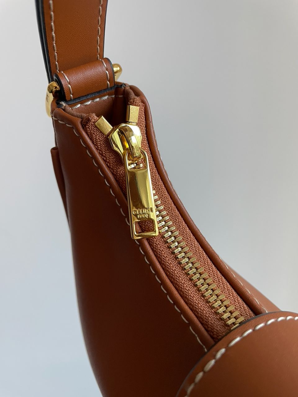 Celine Medium Ava Triomphe Bag in Smooth Calfskin Tan - 17