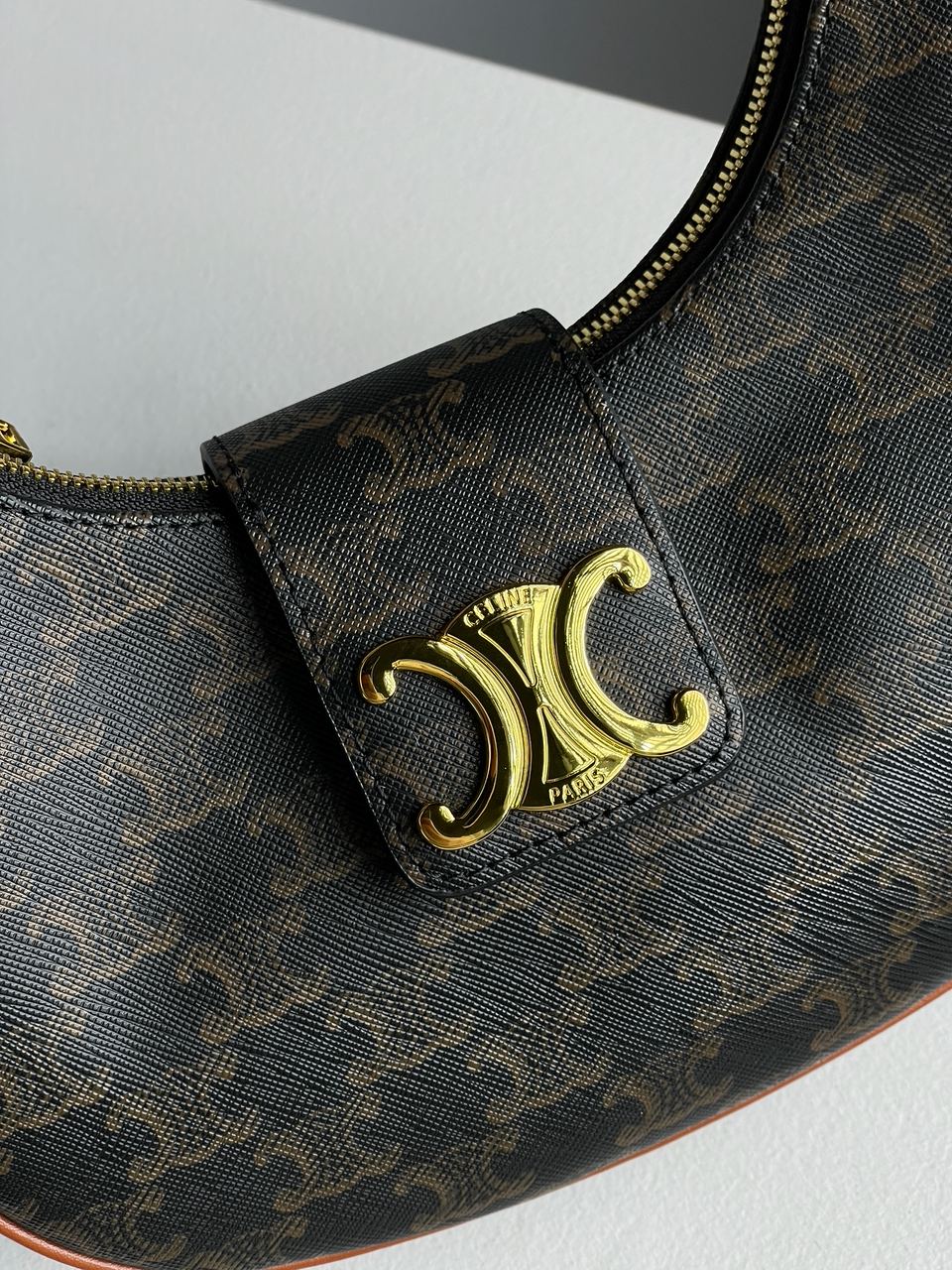 Celine Medium Ava Triomphe Bag in Triomphe Canvas And Calfskin Tan - 10