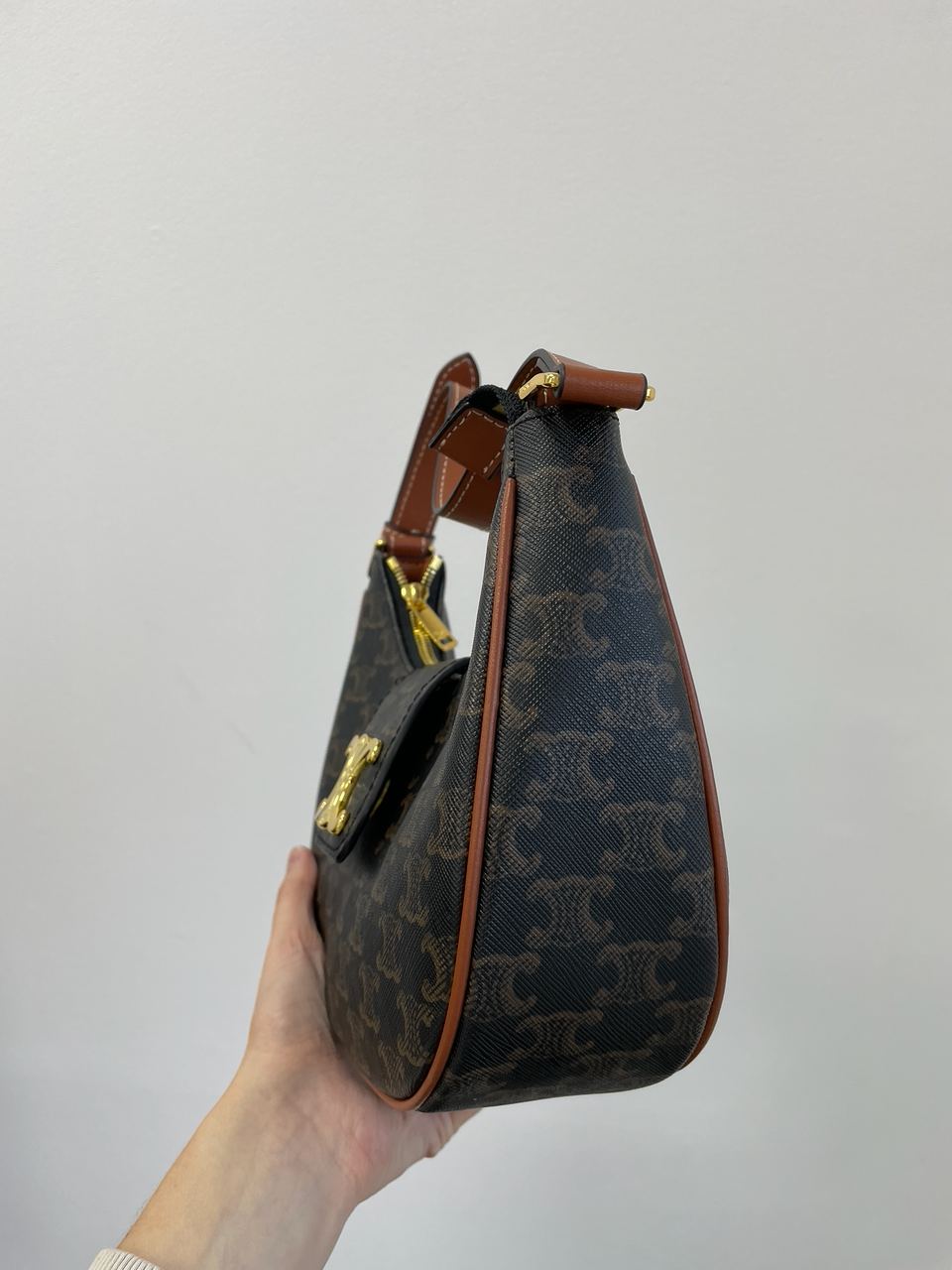 Celine Medium Ava Triomphe Bag in Triomphe Canvas And Calfskin Tan - 12