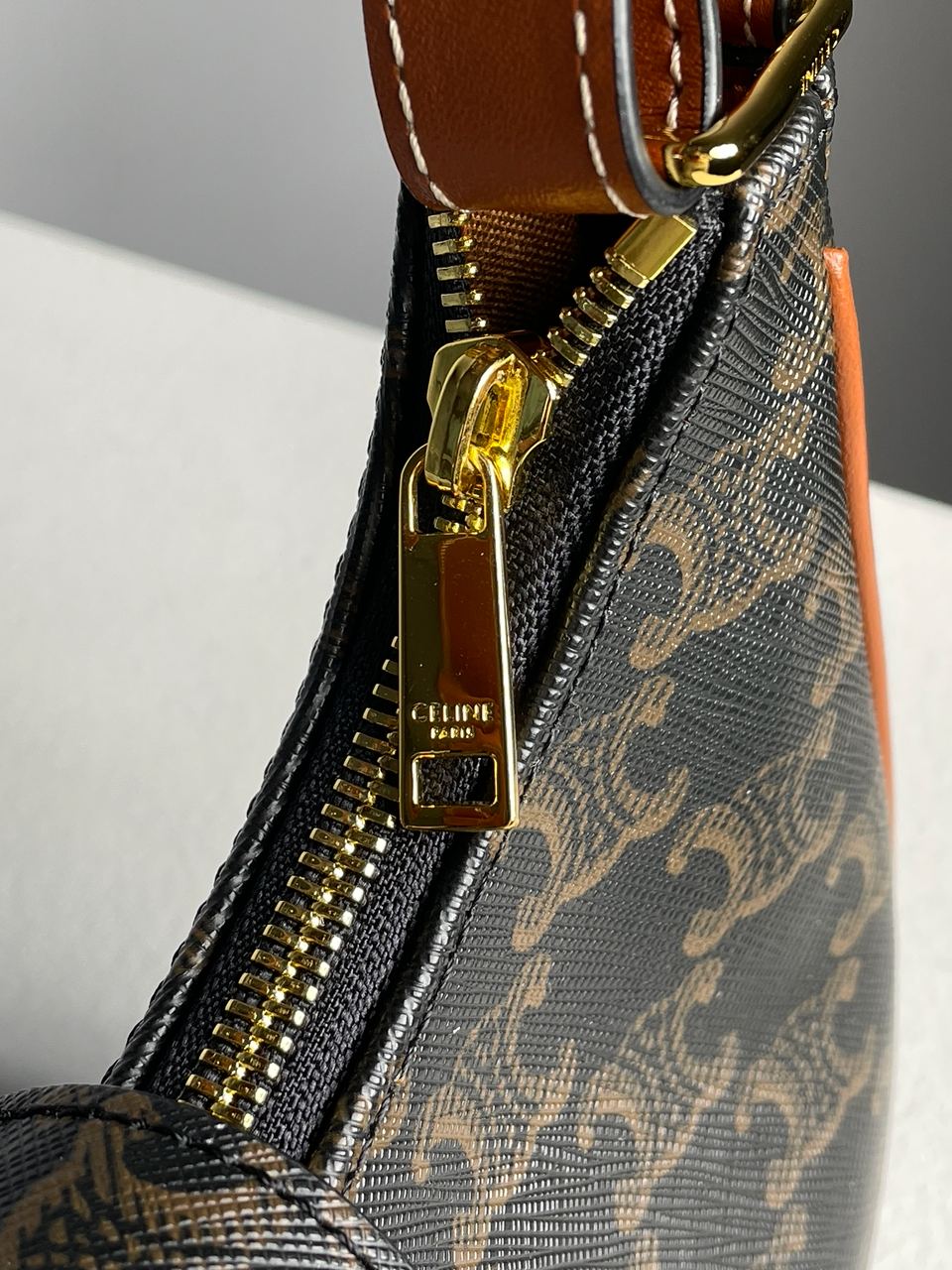 Celine Medium Ava Triomphe Bag in Triomphe Canvas And Calfskin Tan - 18