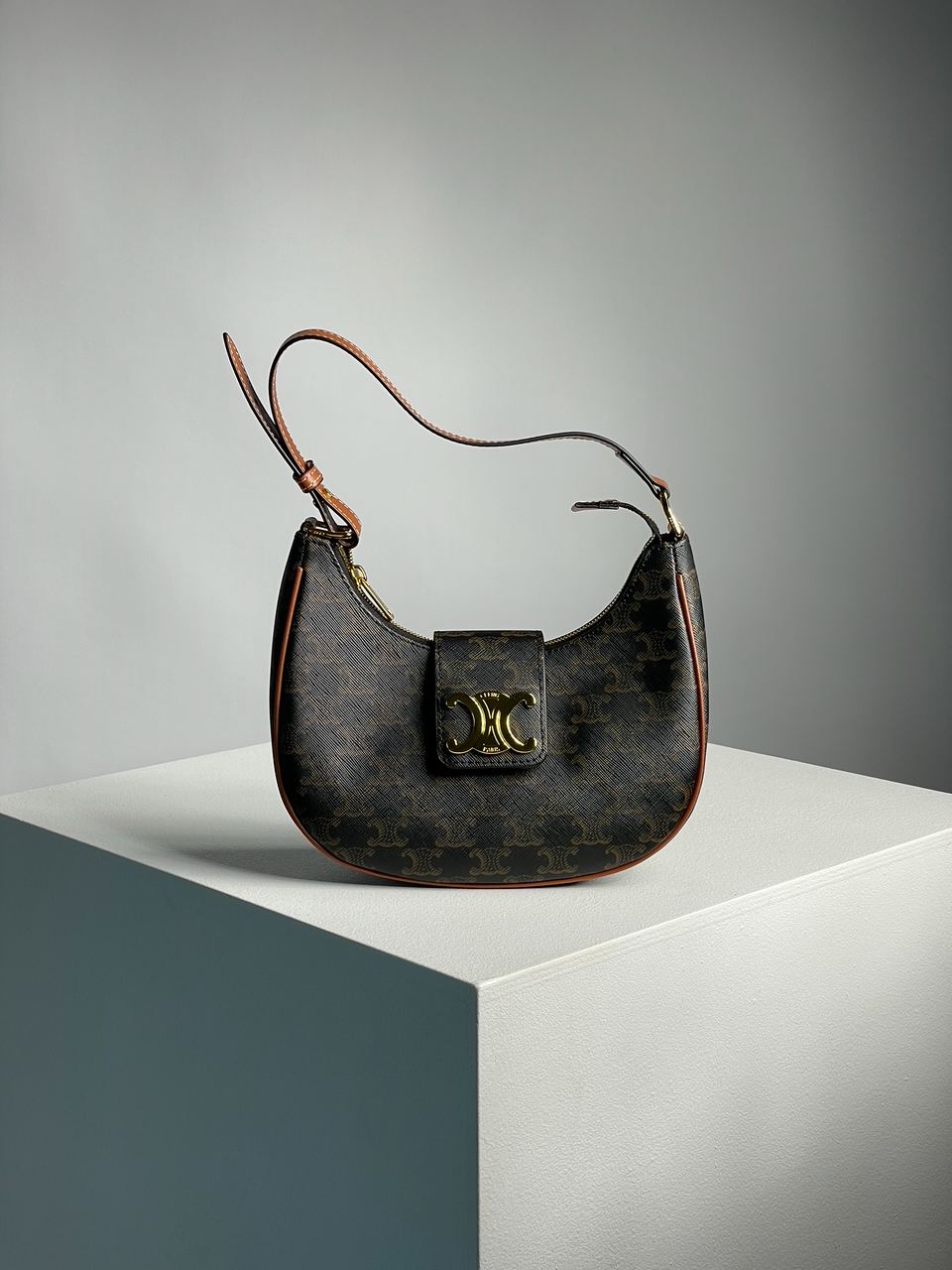 Celine Medium Ava Triomphe Bag in Triomphe Canvas And Calfskin Tan - 4