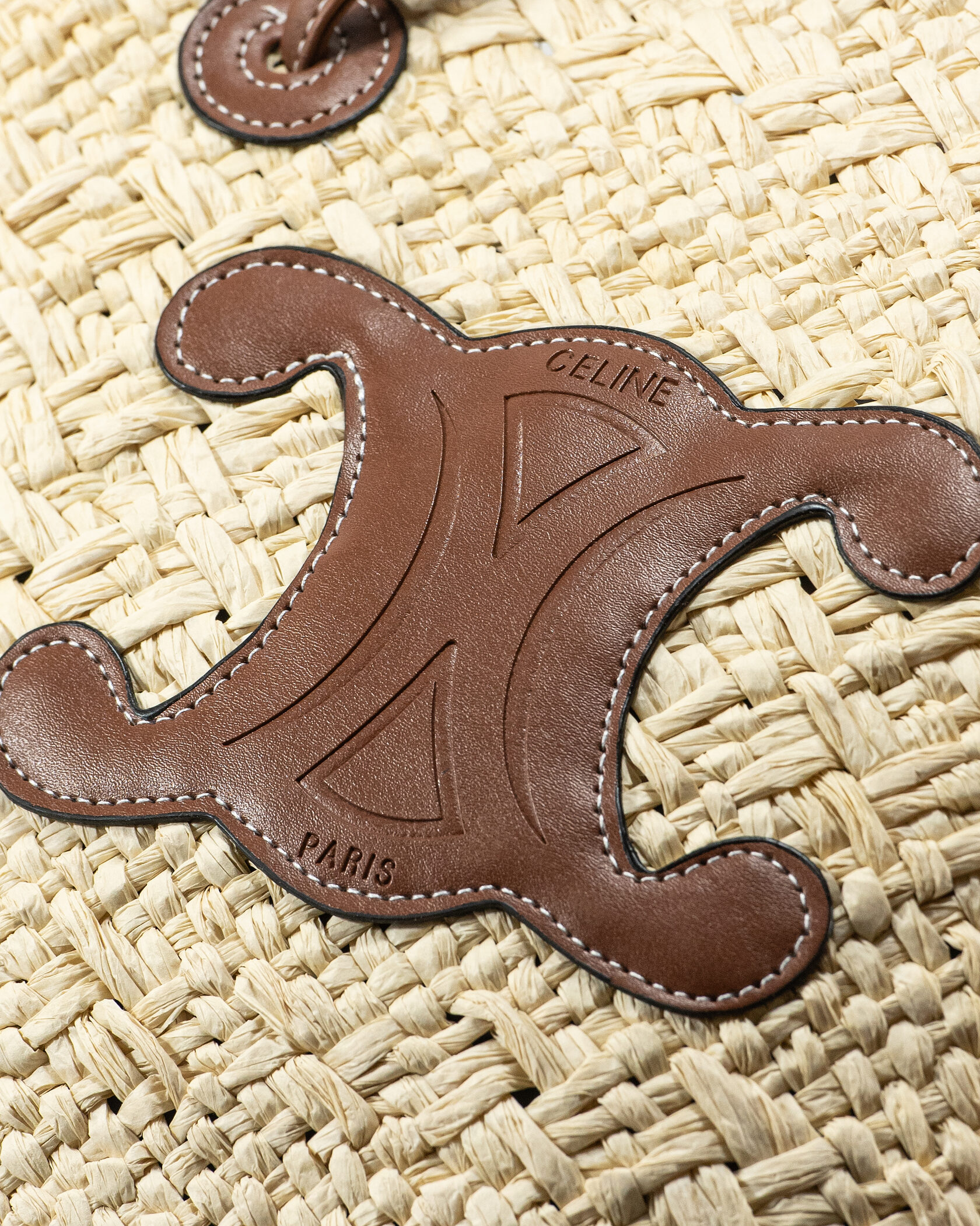 Celine Medium Basket Tote Bag in Natural Raffia/Tan Leather - 4