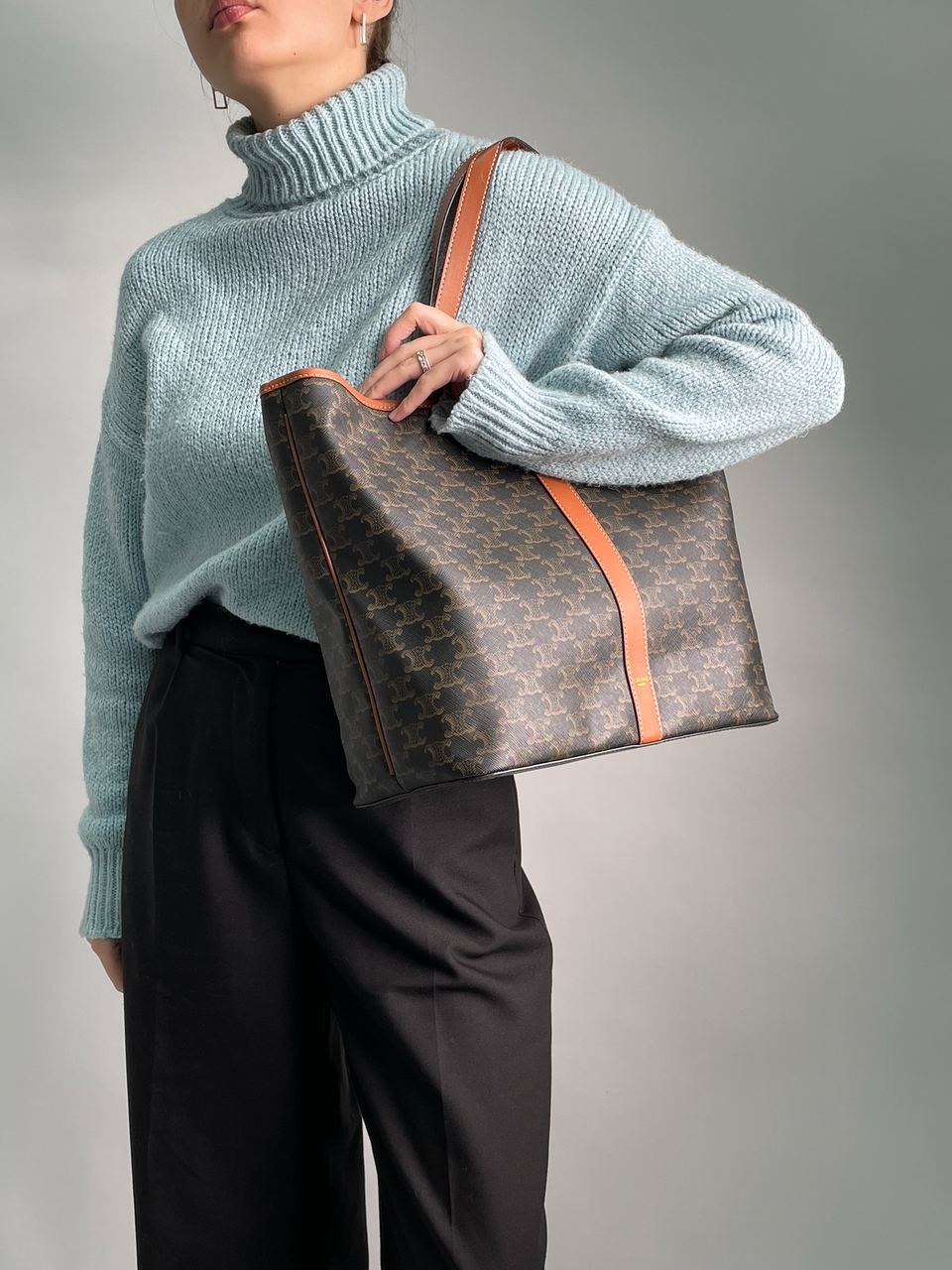 Celine Medium Cabas In Triomphe Canvas Tan - 6