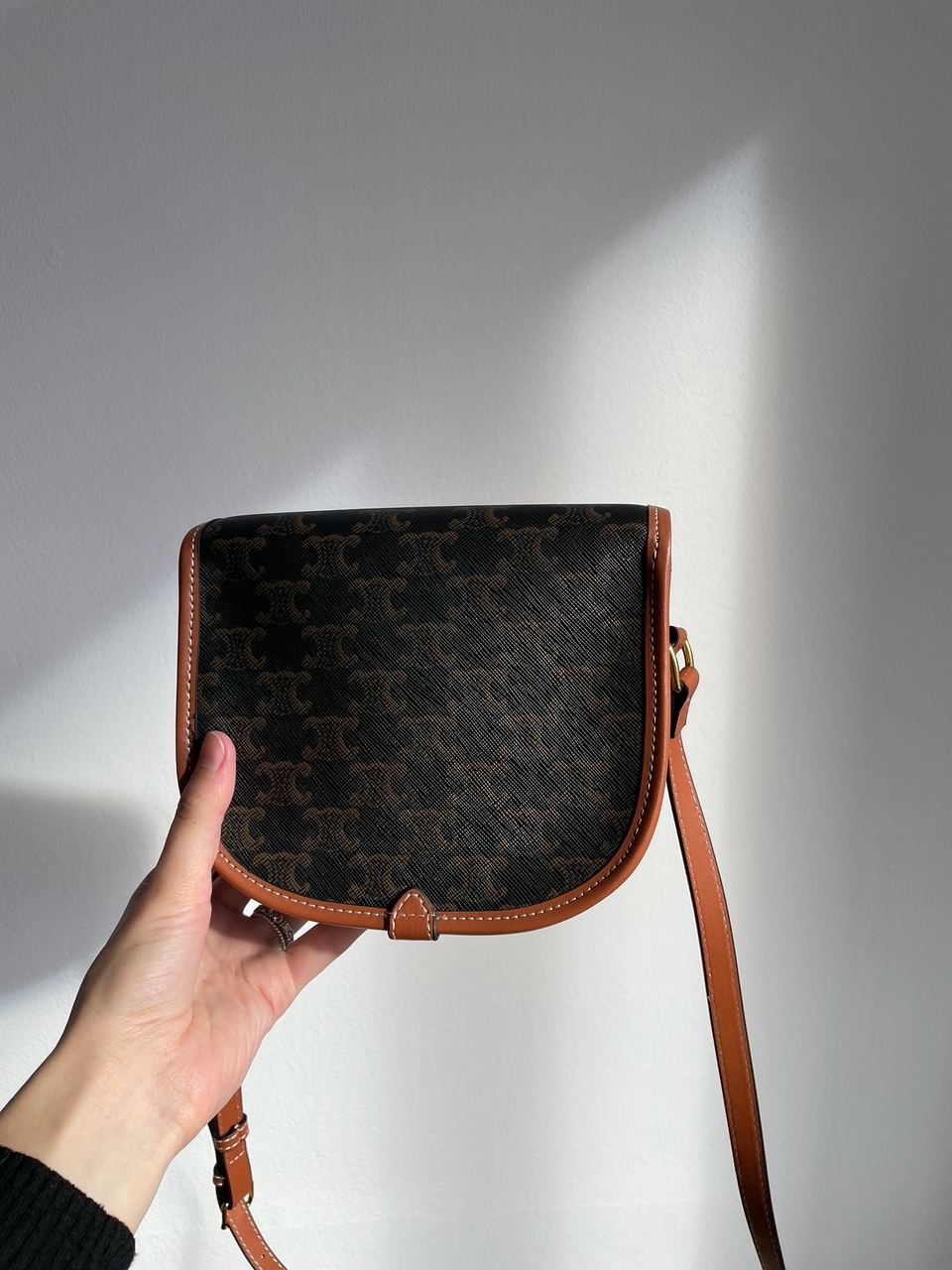 Celine Medium Folco Bag in Triomphe Canvas And Calfskin Tan - 14