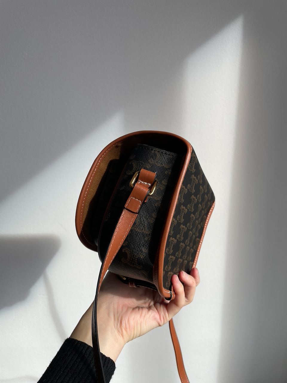 Celine Medium Folco Bag in Triomphe Canvas And Calfskin Tan - 16