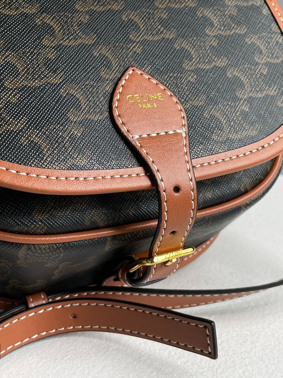 Celine Medium Folco Bag in Triomphe Canvas And Calfskin Tan - 21