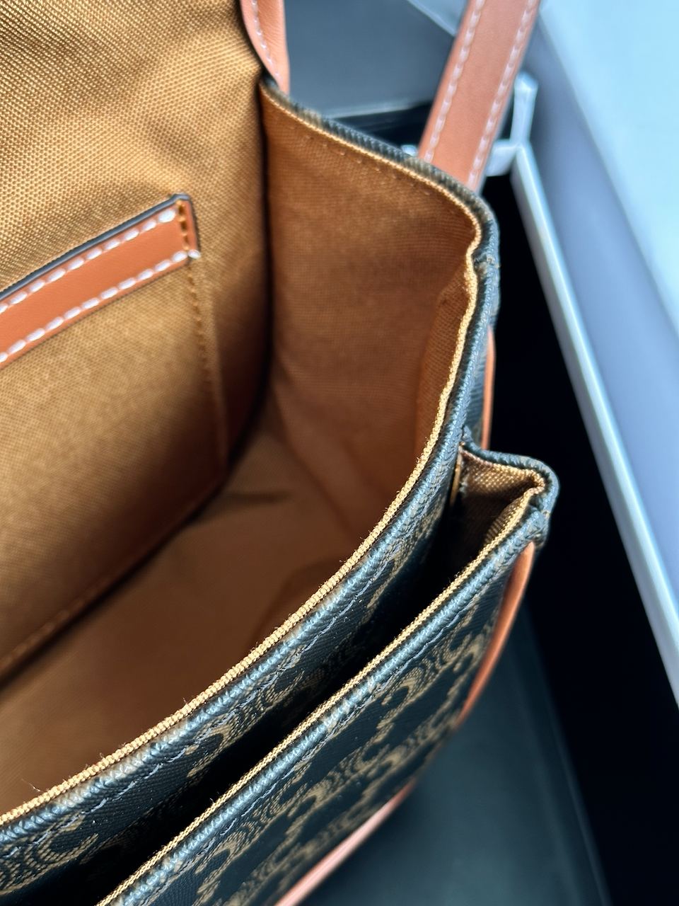 Celine Medium Folco Bag in Triomphe Canvas And Calfskin Tan - 29