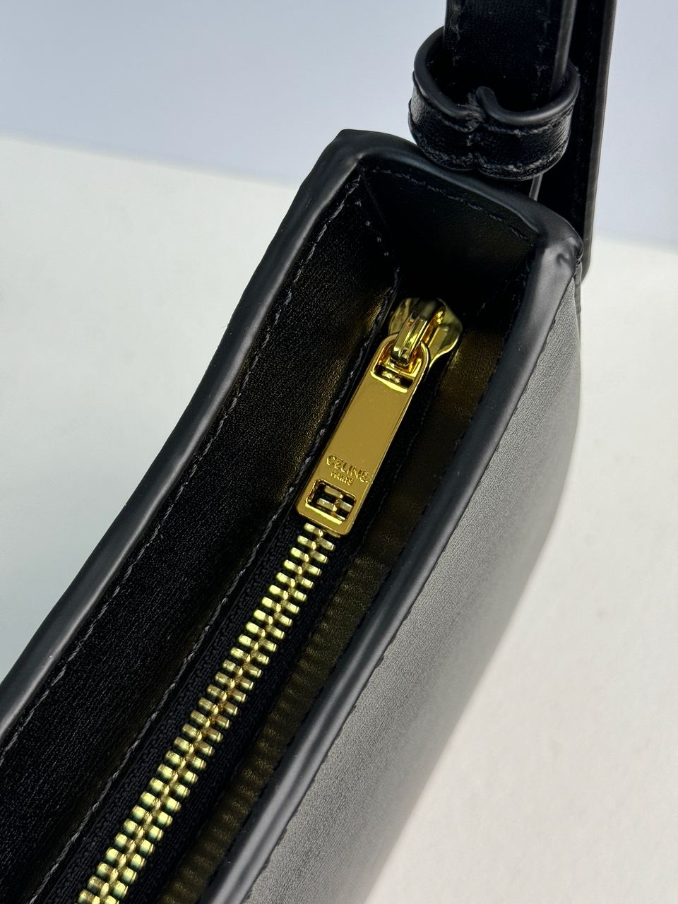 Celine Medium Tilly Bag in Shiny Calfskin Black - 22