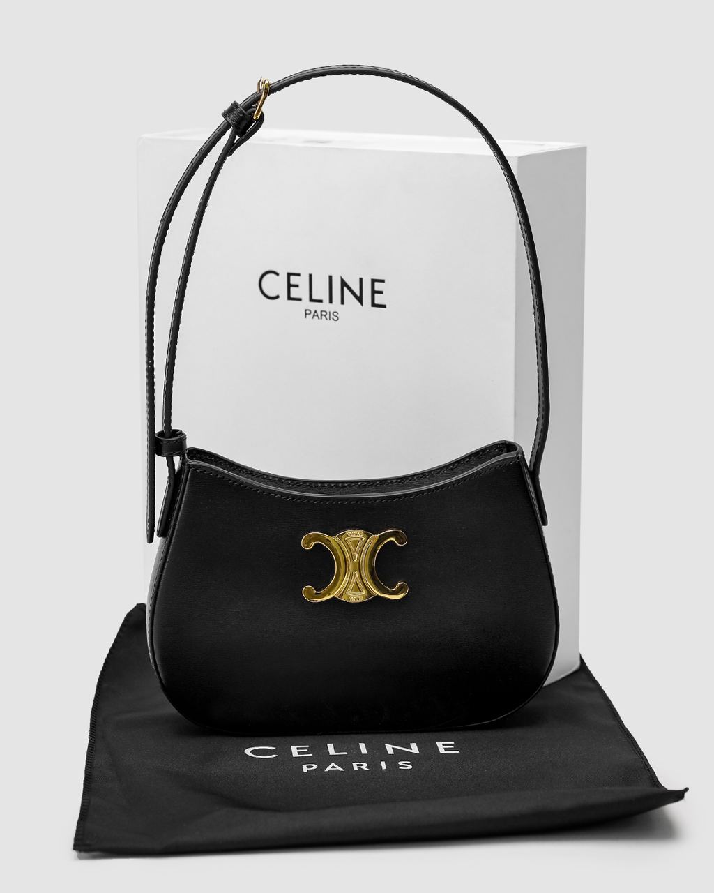Celine Medium Tilly Bag in Shiny Calfskin Black - 3